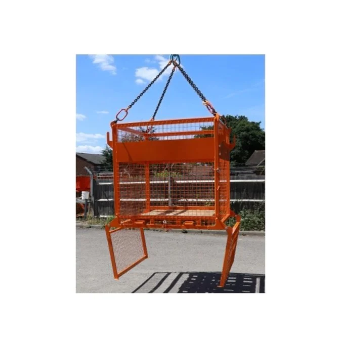 1058 SC Safety Cage Pallets in orange with a rural background.
