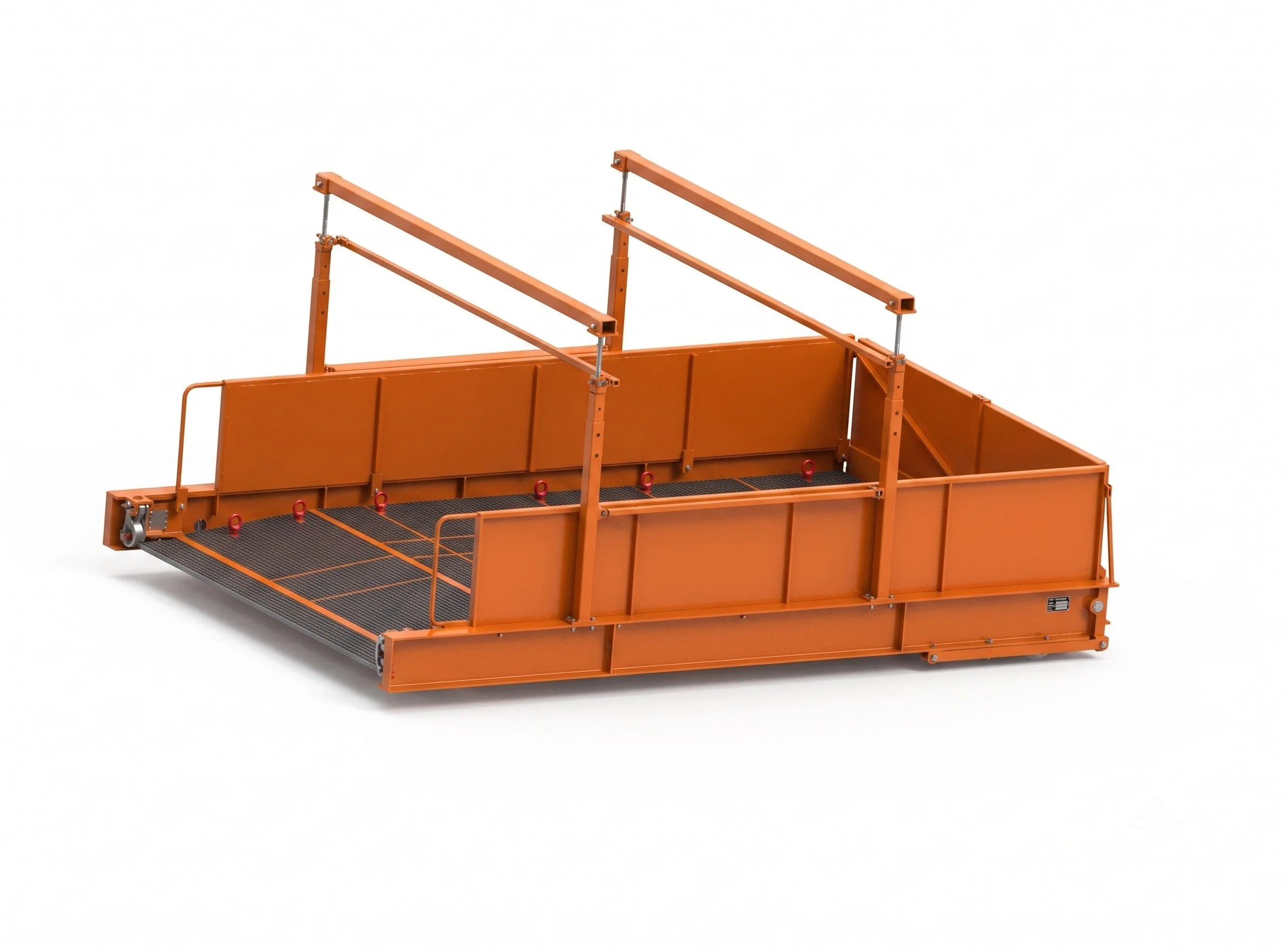 Crane Deck up to 13'-7" wide by Crane Gear. The deck is a flat steel system that allows you to lift items out of a building with a crane.