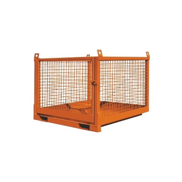 Eichinger 1058 Crane Materials Basket rated at 3300 lbs for 49" by 49". The Basket is orange on a a white background.