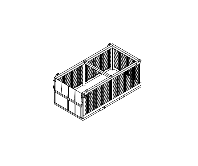 Crane Pallet bin for two pallets. This is a drawing showing the structure of the bin on a white field.