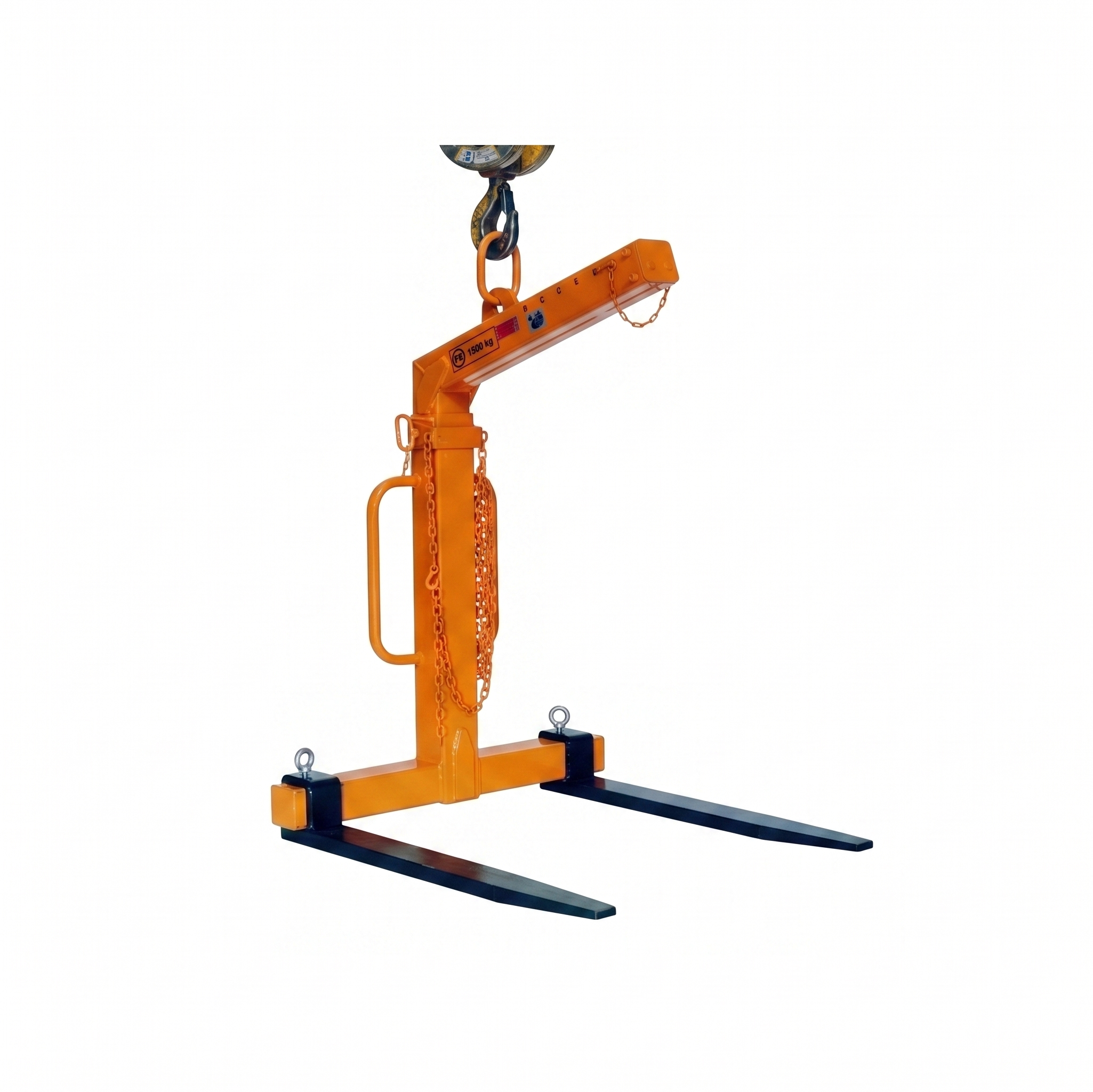 3300 lb crane forks in a three quarter front view on a white background on a 1:1 format