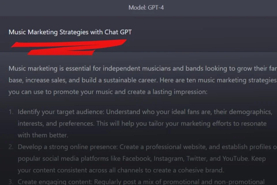 Music Marketing Strategies with Chat GPT