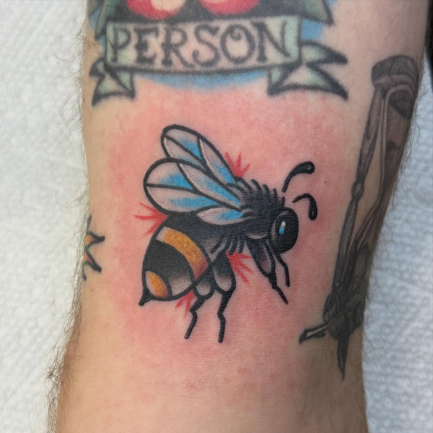 Cute lil Bee by @jeffpatterson_tattoo 🐝

Tattoo and piercing walk-ins accepted today! 
Schedule on our website for a day that works best for you! 👀

(318) 562-3021 📱  Ghostfiretattoo.com🛜

#shreveportart #tattooing #louisianatattoo