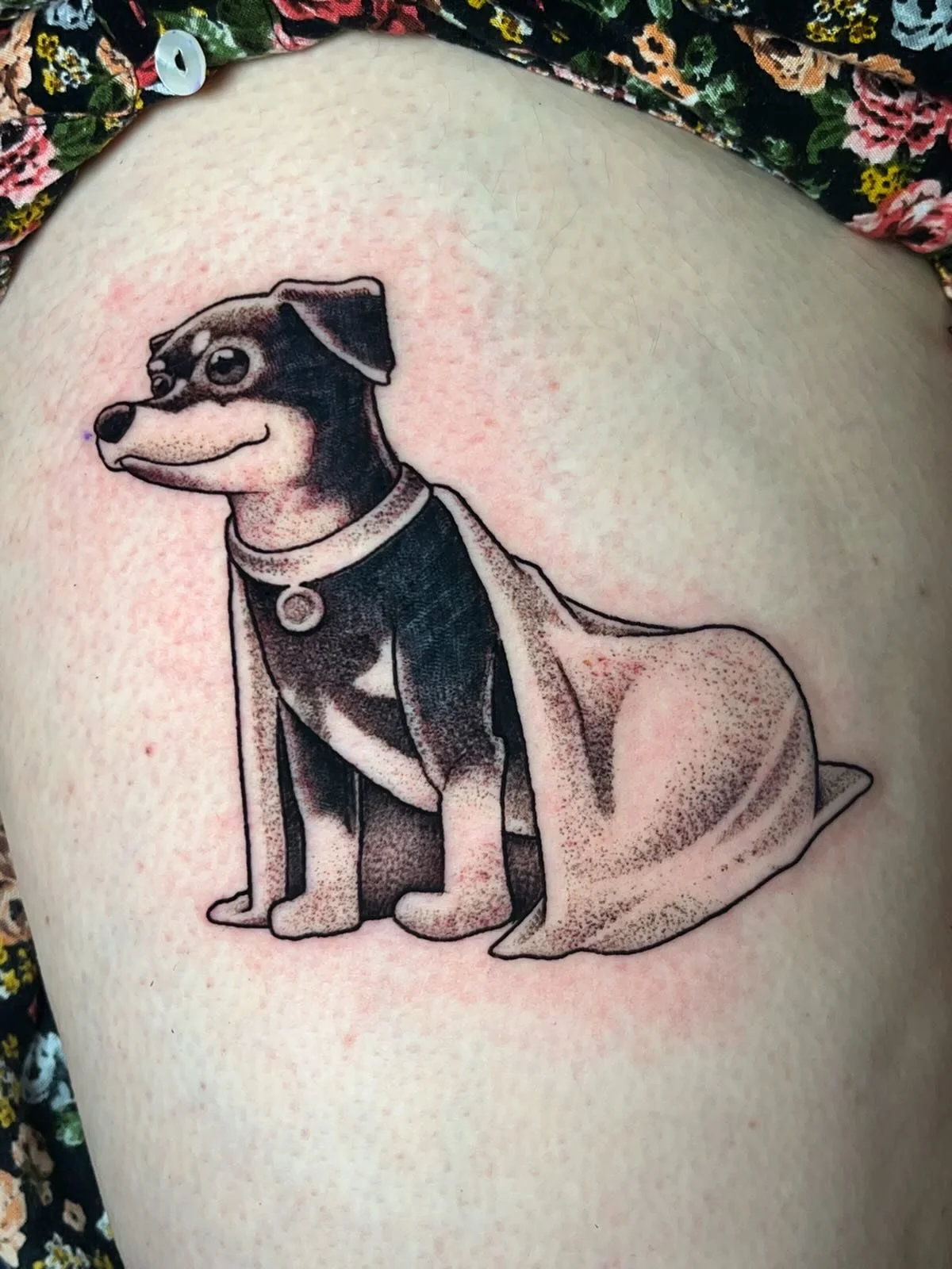 Cute dog done by @urban_davinci 🐕 
We have walk in availability! We&rsquo;re open until 8pm. Come on in and see us! 👏🏼

318-562-3021 ☎️ Ghostfiretattoo.com 🕸️
#arklatex #shreveporttattooartist #tattoos