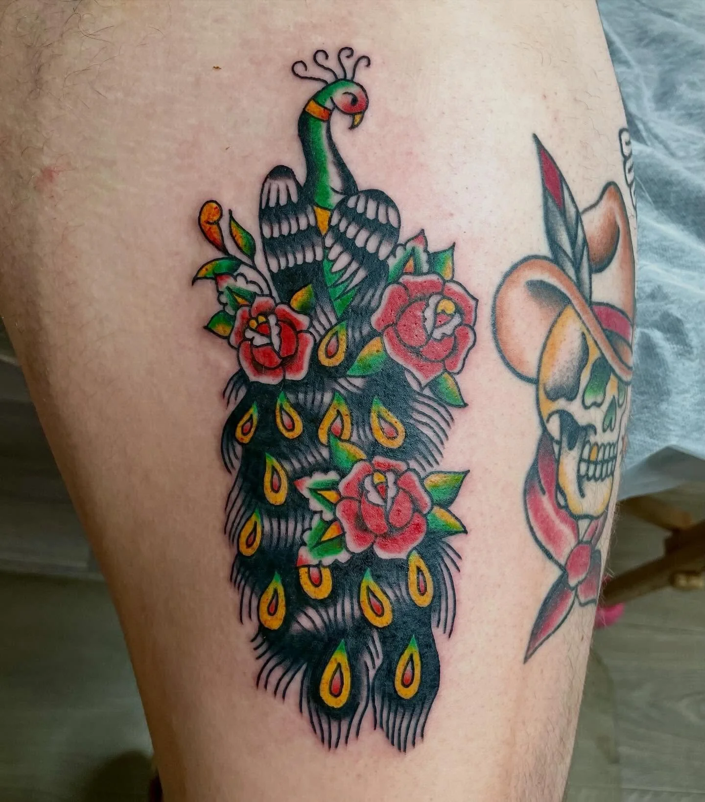 Pretty peacock picked off the wall done by @cashusclay35_ 
#shreveportla #colortattoo #tattooflash