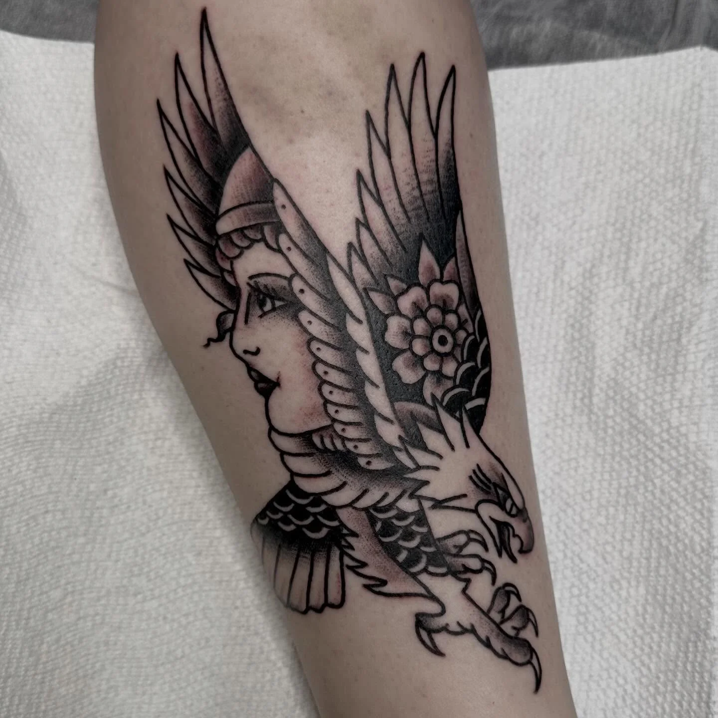 Sicko eagle done by @shanemccormicktattoos 
Walk-in&rsquo;s welcome!
Here 12-8 every day of the week!
Reach out to your favorite artist to get an appointment scheduled! 
See ya soon😊
(318)-562-3021☎️