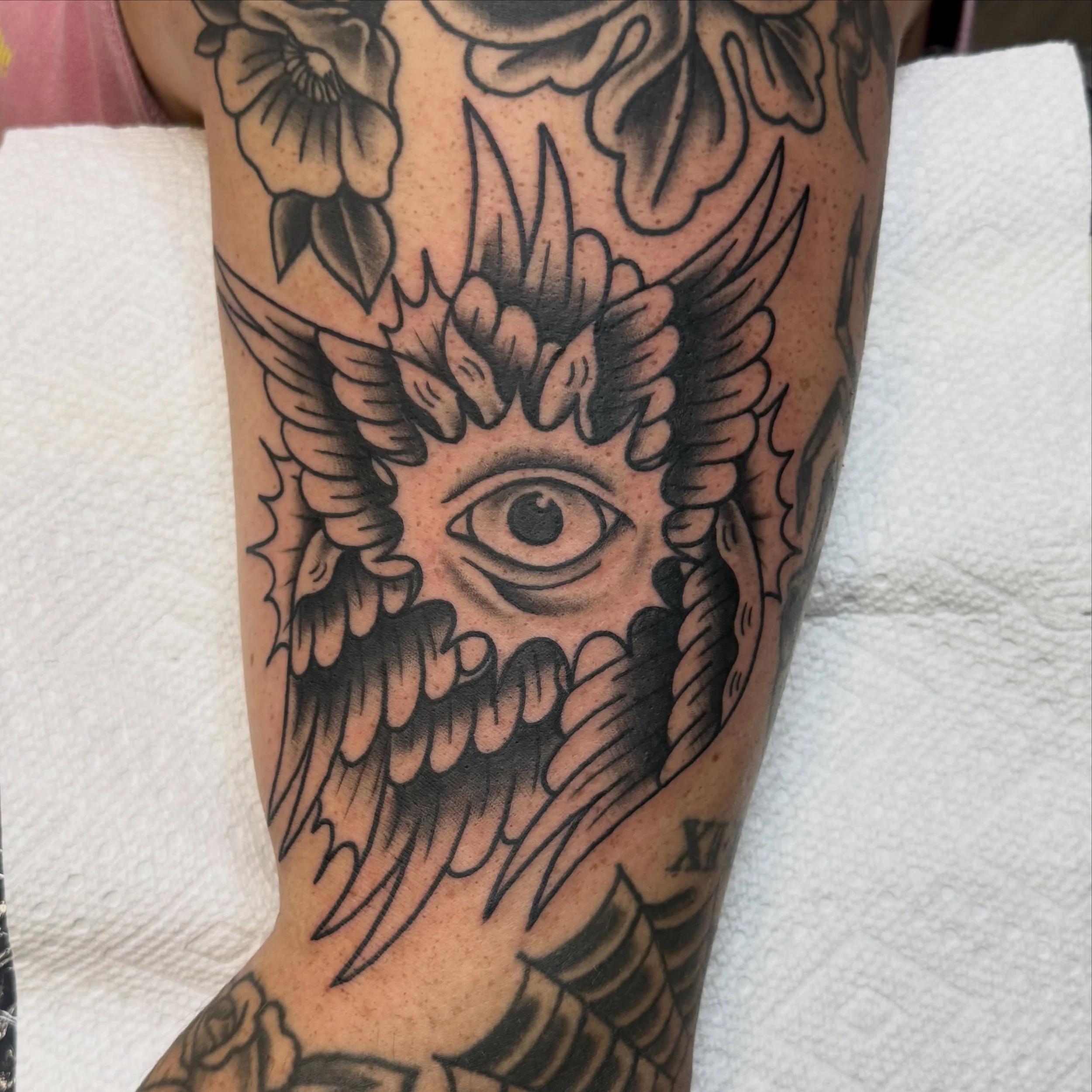 Awesome seraphim by @jeffpatterson_tattoo 
We take walk-ins and appointments daily. Get in where you fit in! (318)562-3021