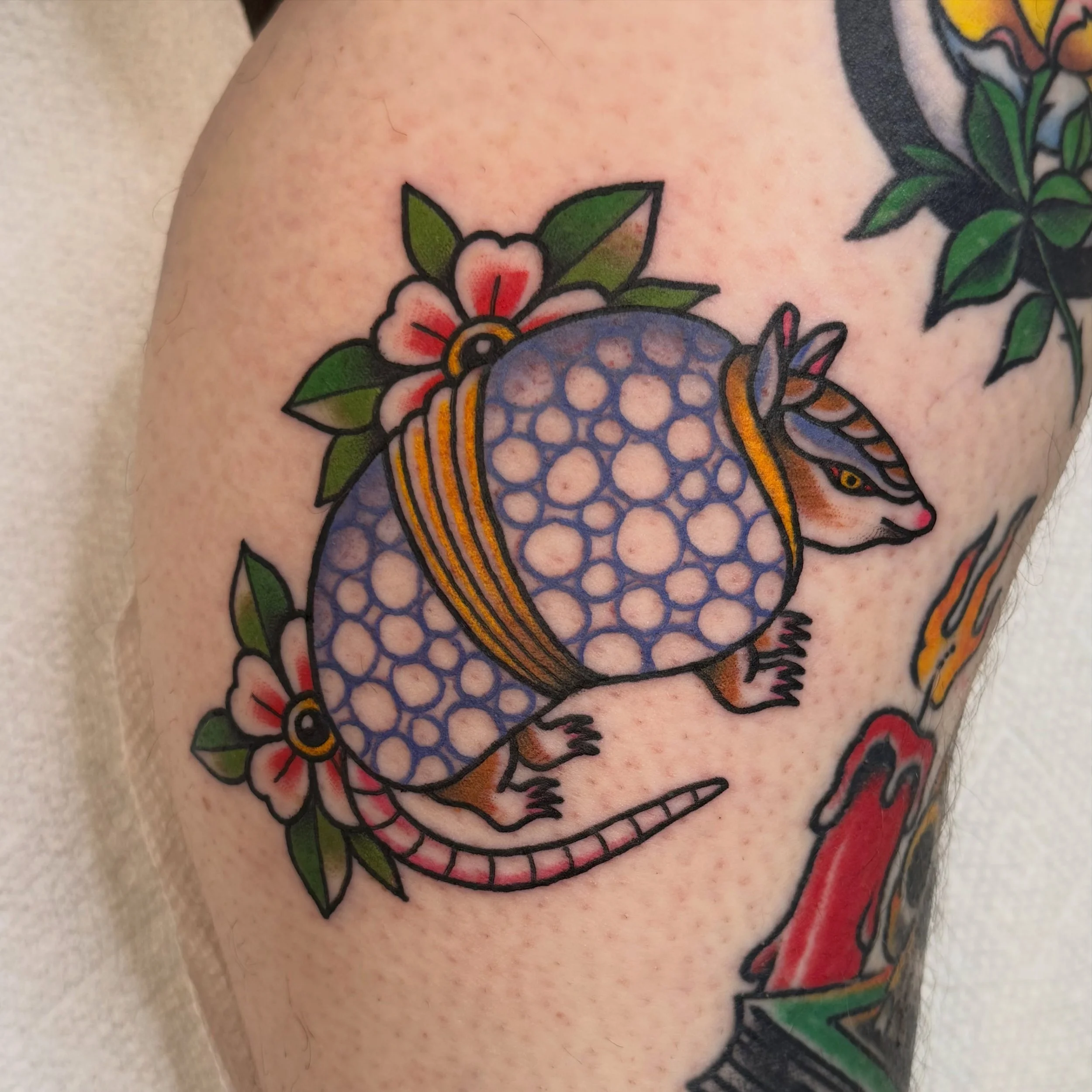 Cool little armadillo by @jeffpatterson_tattoo Come see us, we are here 12-8PM!