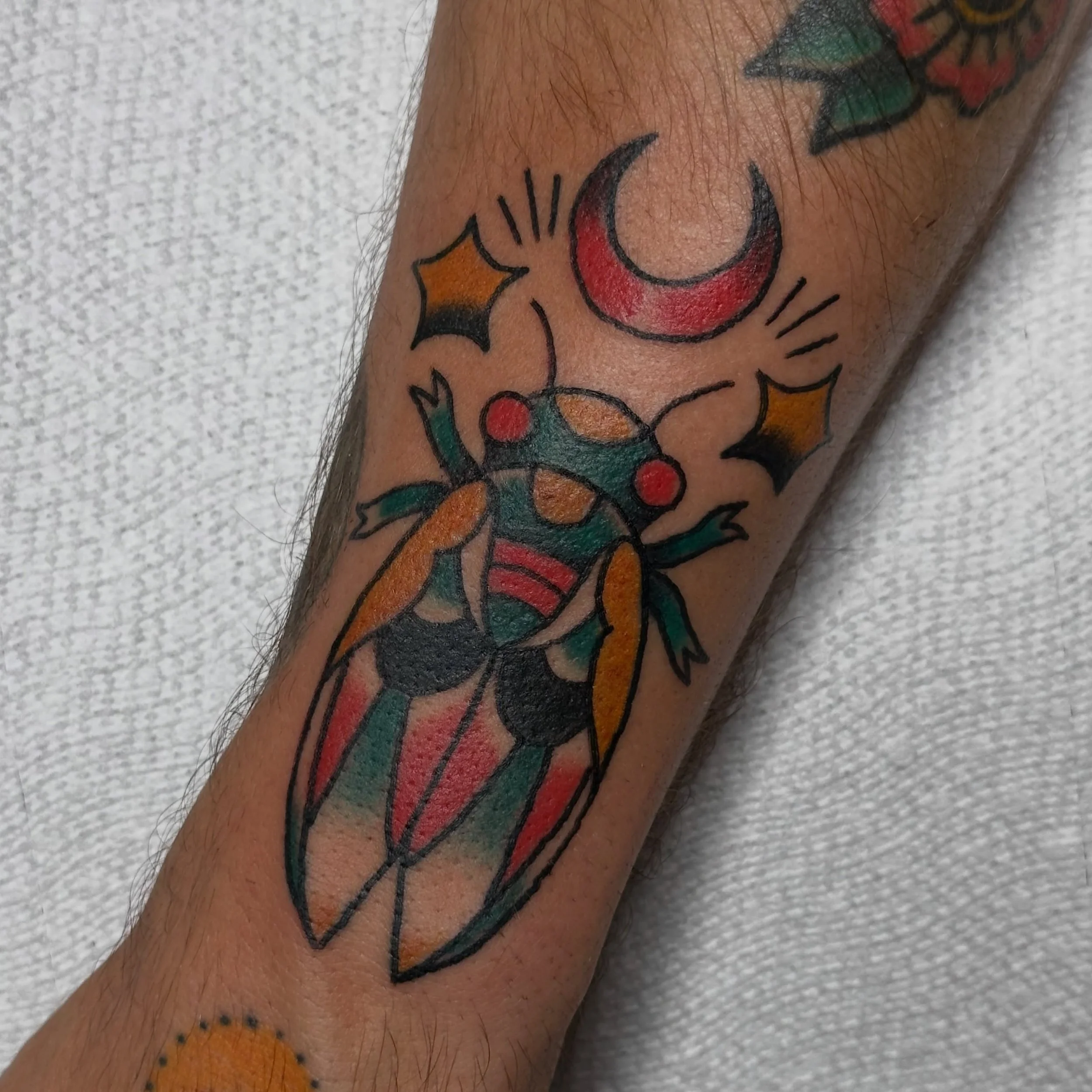 Another awesome cicada by @shanemccormicktattoos 
Stop on in, we are here 12-8PM daily! (318)562-3021