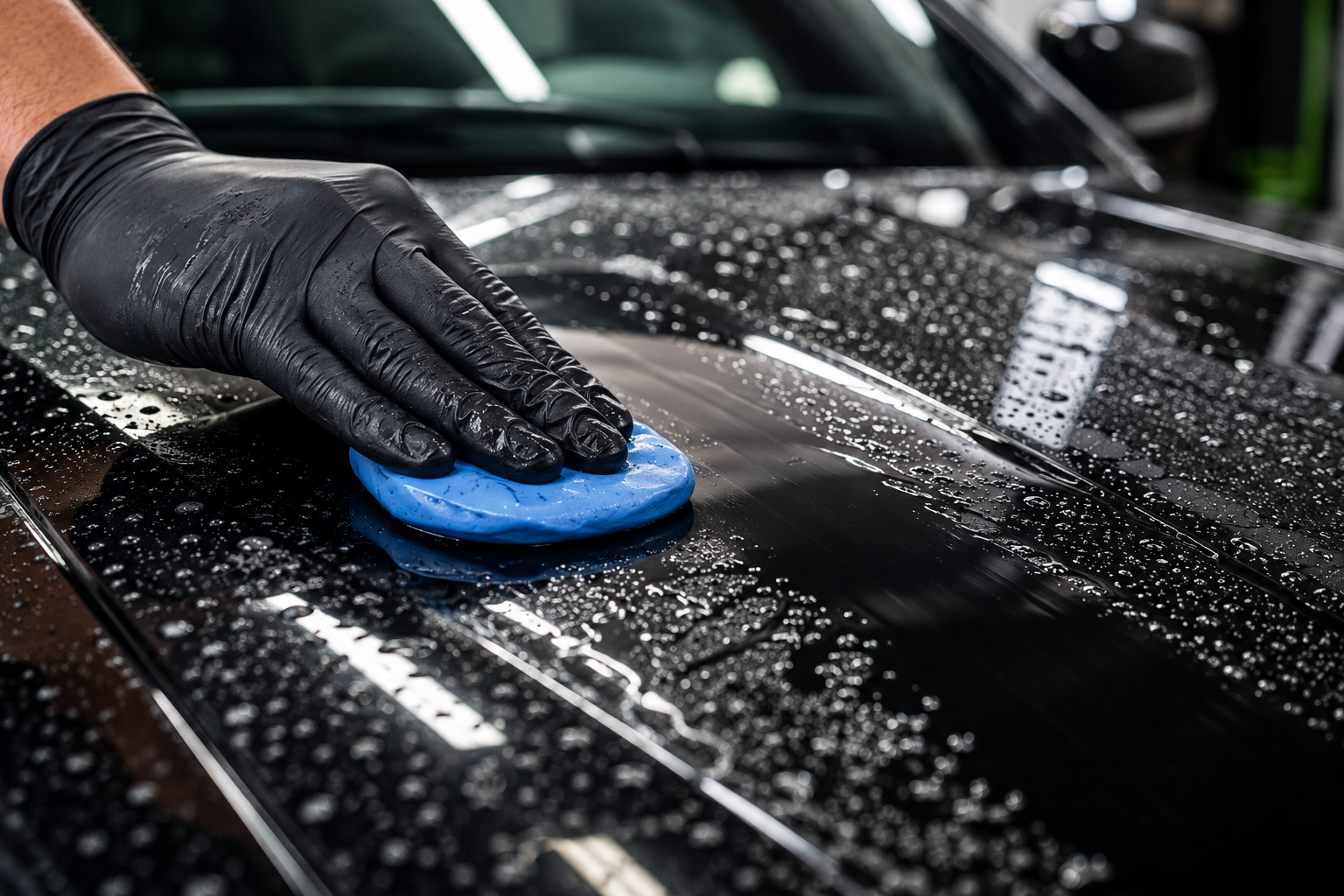 Clay bar being used on paint