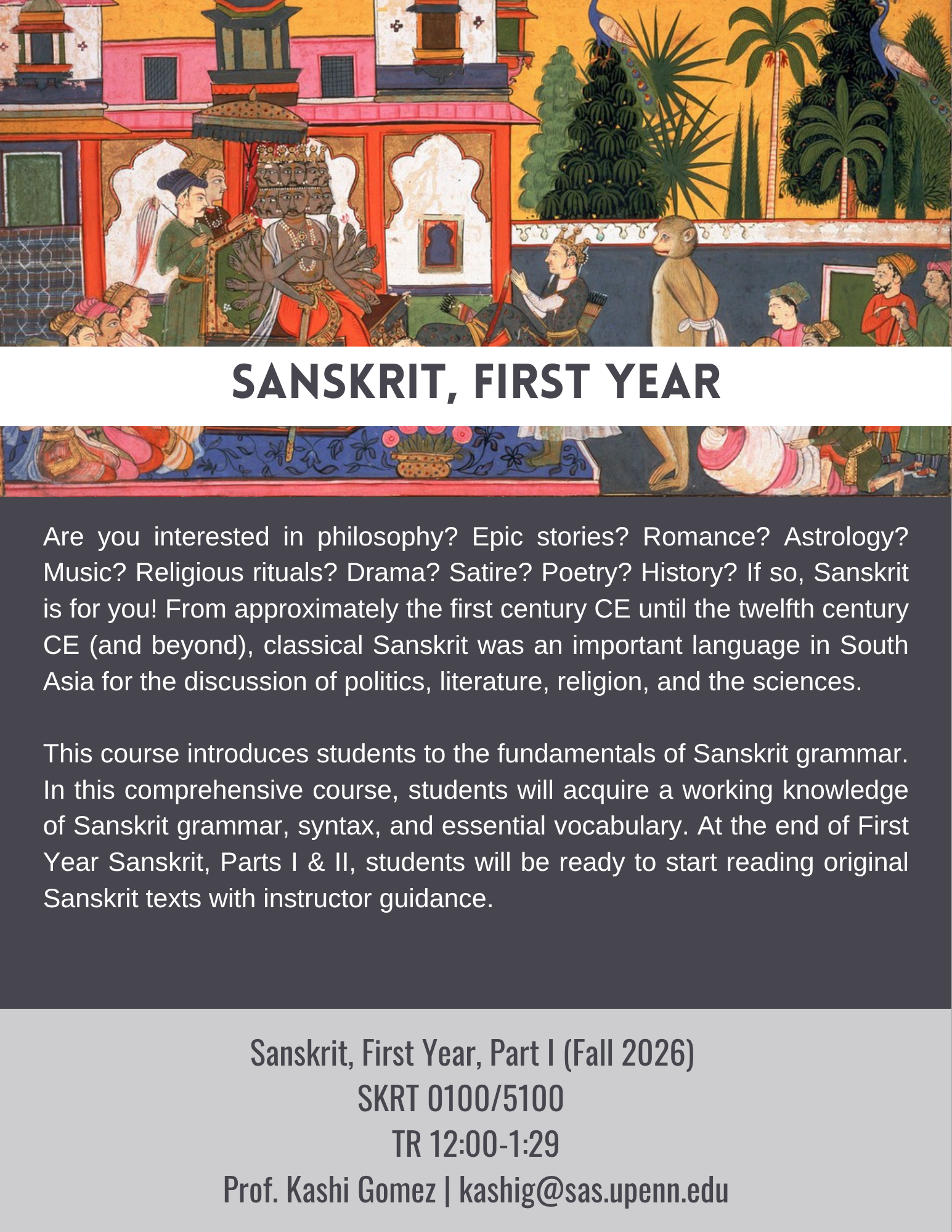 First Year Sanskrit (Fall and Spring)