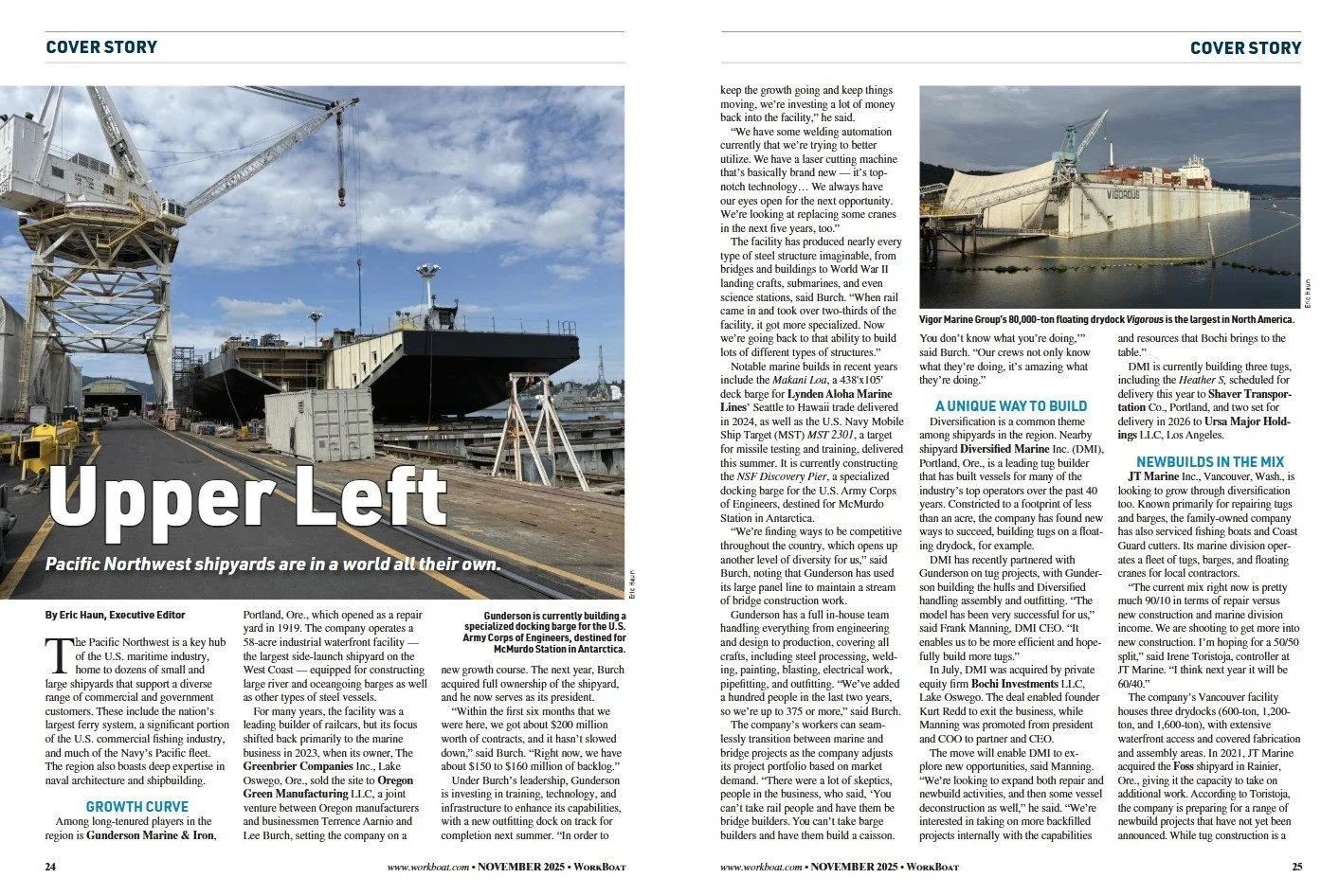 Workboat Feature for Gunderson Marine and Iron