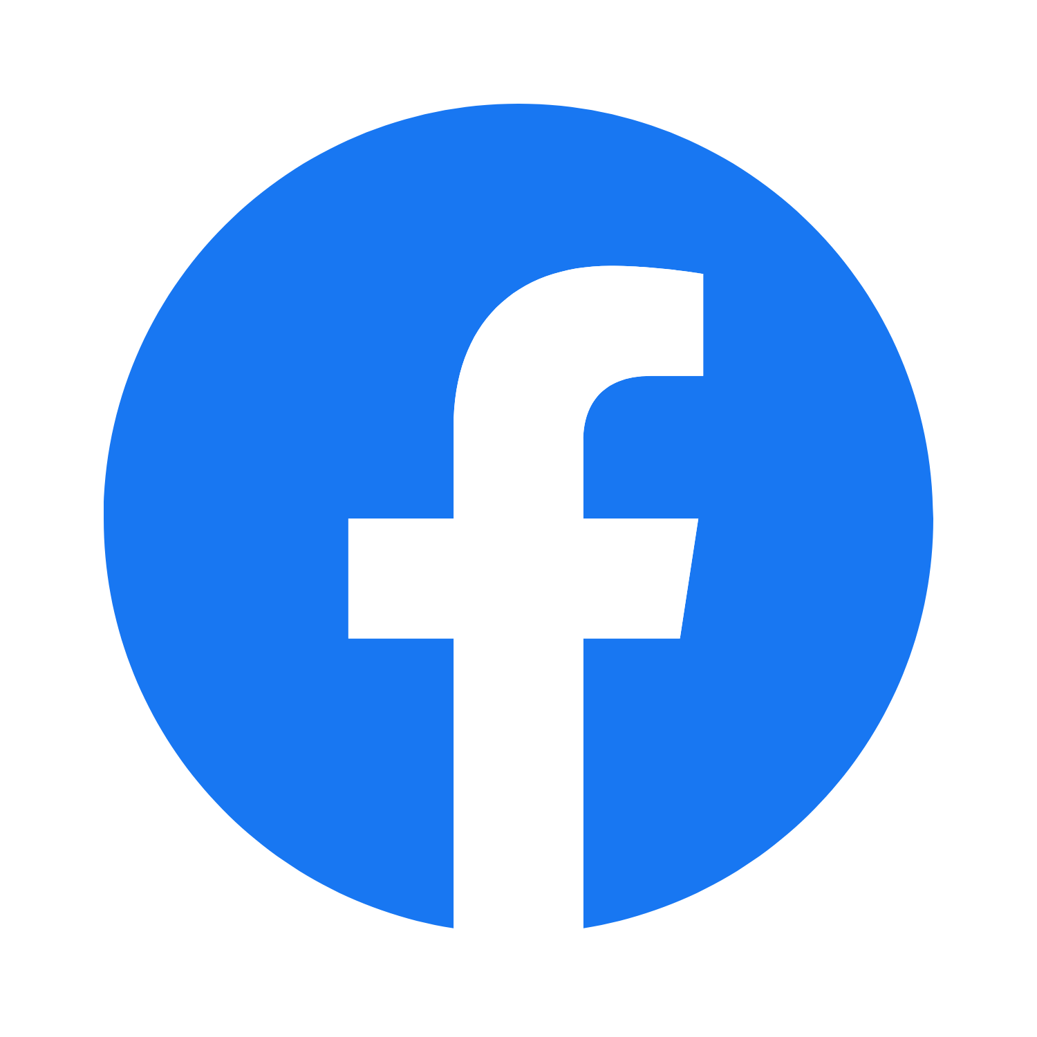 Facebook logo, blue circle with a white lowercase 'f' in the center.