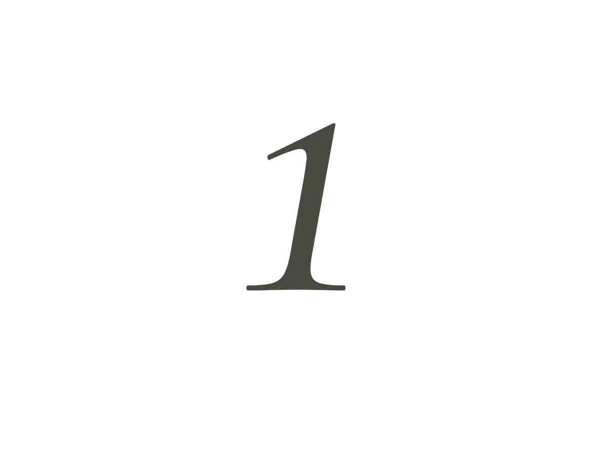Number one printed on a black background, in a large, stylized font.