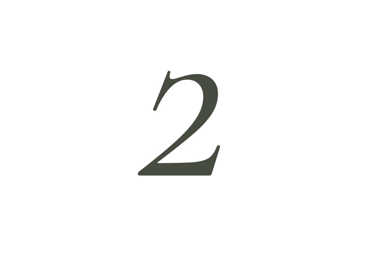 Number 2 in the center of the image with the words "step 2" written above and below it.