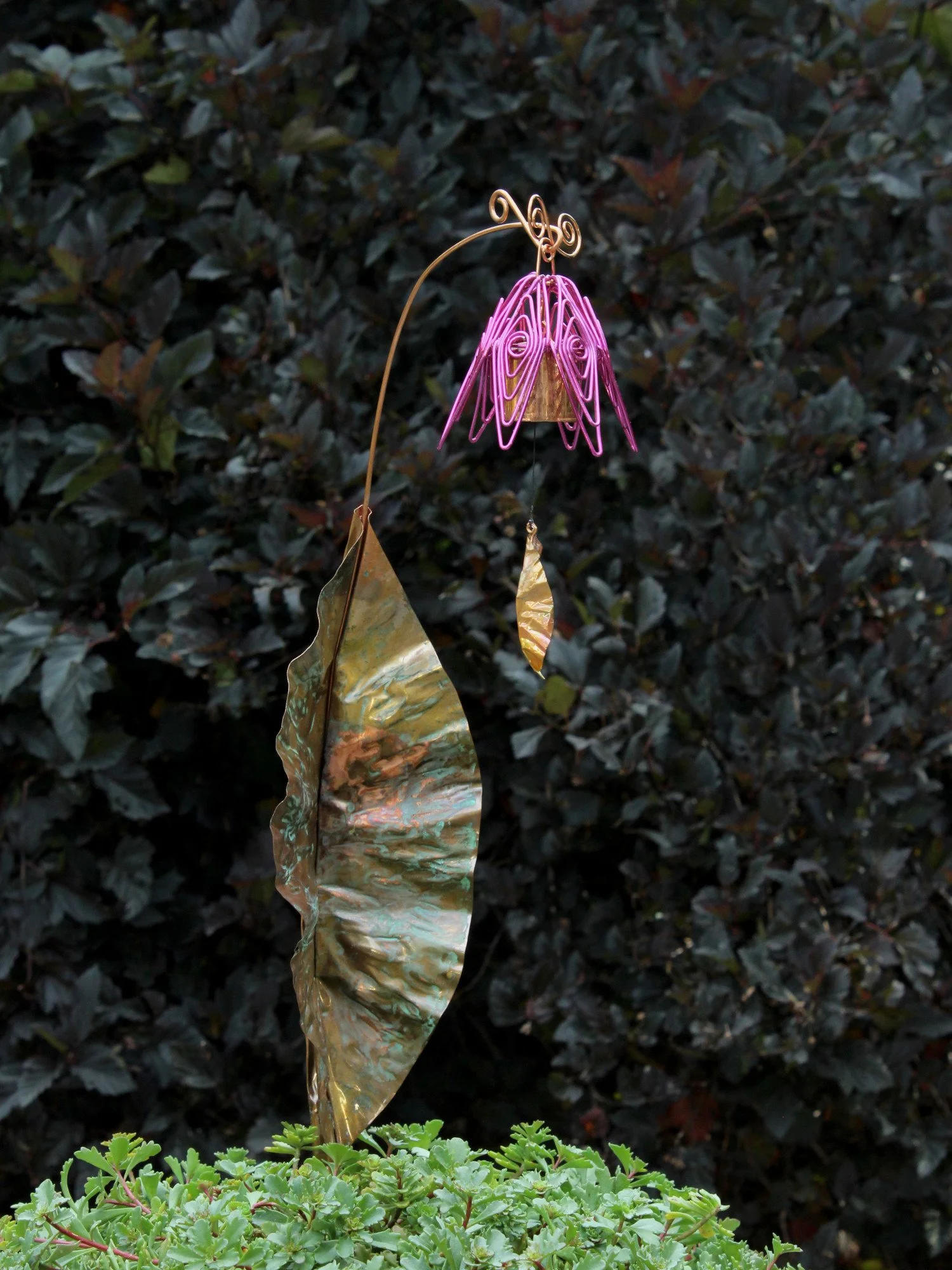 Bellflower Chime Garden Stake- Fuchsia