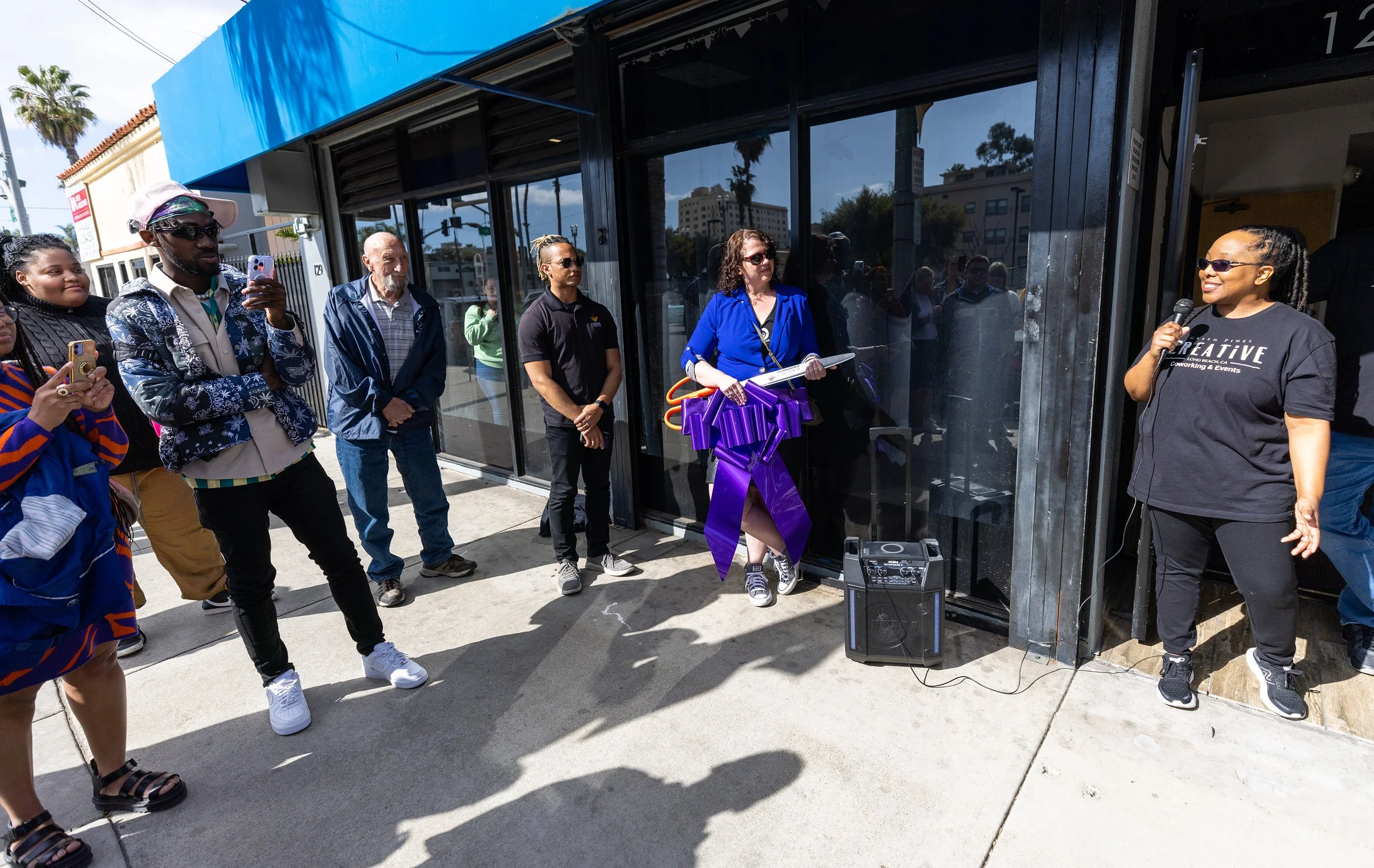 The grand opening ceremony for Green Pines Creative a new business providing a space for creativity in Downtown Long Beach.