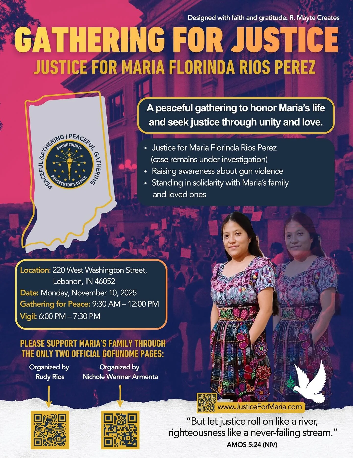 Designing this flyer was more than just a project &mdash; it was an act of love and solidarity.

The community is gathering peacefully to honor Maria Florinda Rios Perez, standing for justice, peace, and change due to this horrific tragedy. 

Her sto