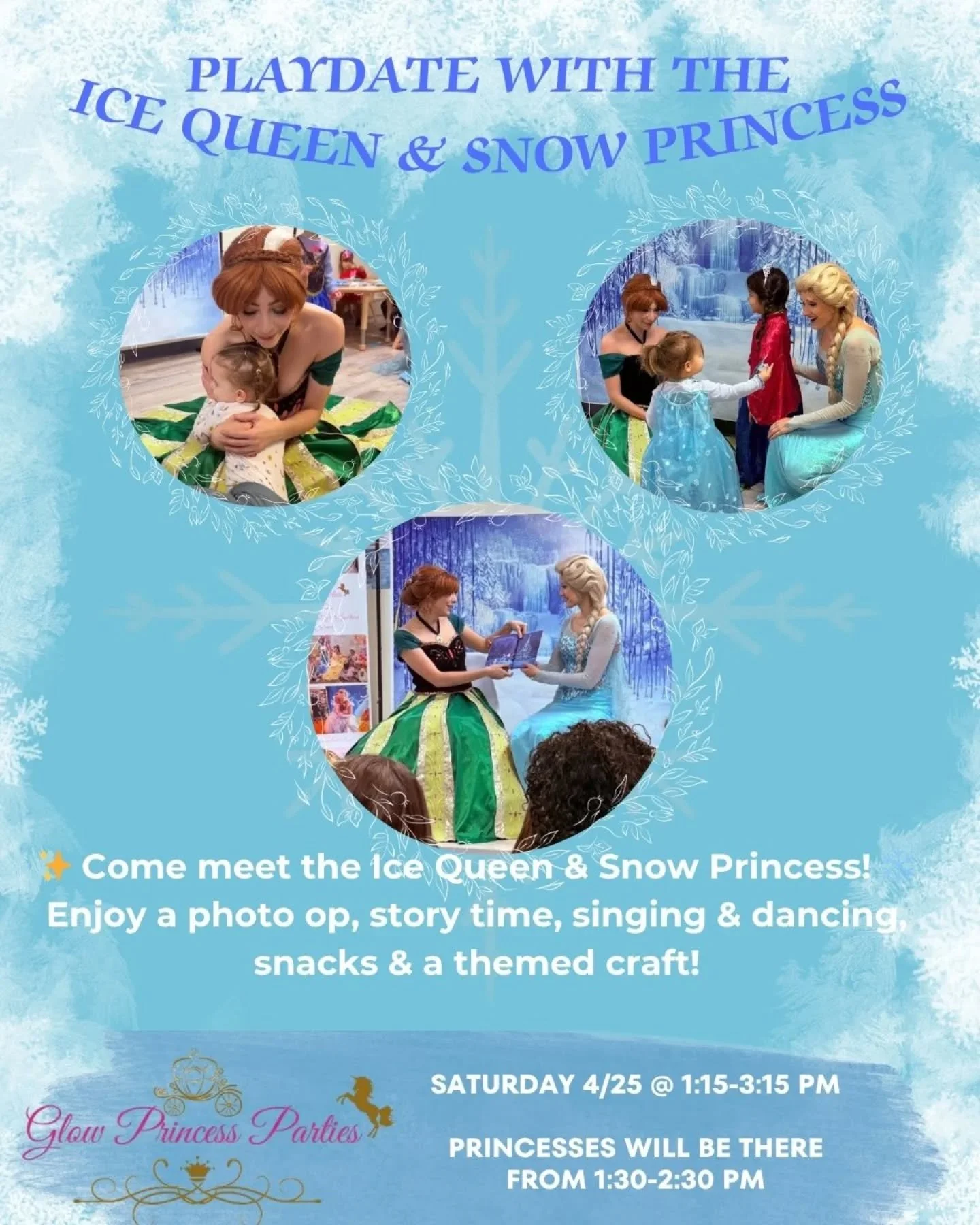 The Ice Queen and Snow Princess are BACK next month! 

We had an absolute BLAST the last time they visited so you don't want to miss them this time! 

You can sign up now on our website!
Remember, members get 20% off and there is a sibling discount!