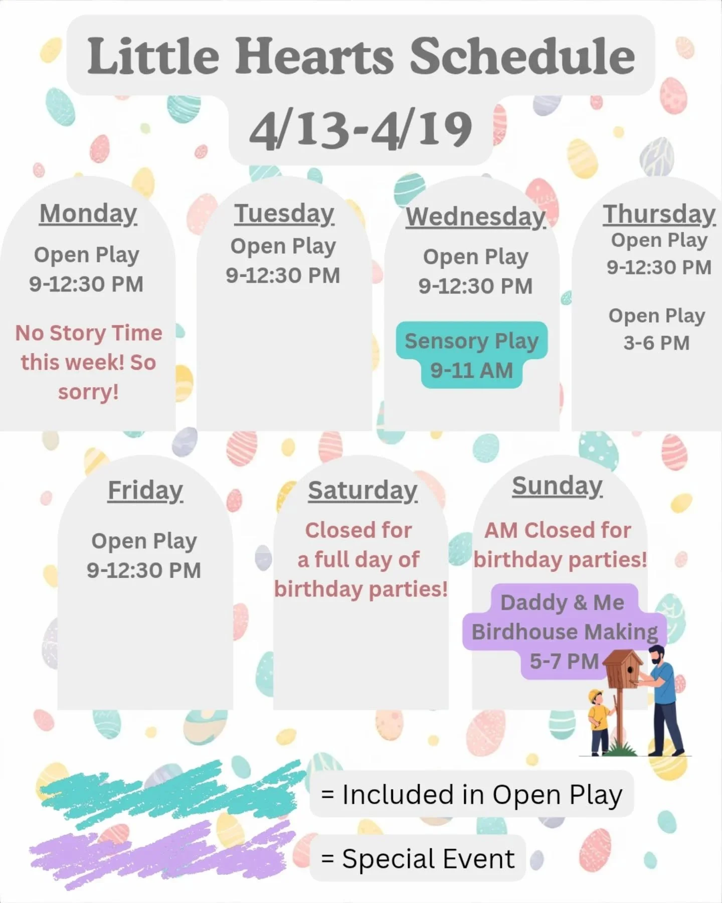 We still have space for Daddy &amp; Me Birdhouse Making!!

See you this week!