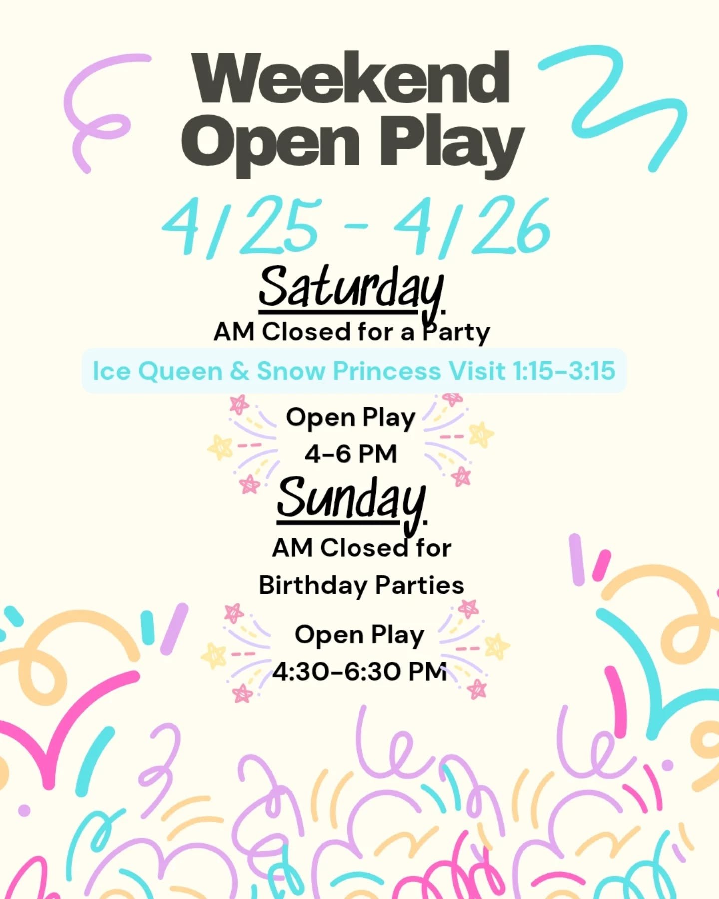 Chances to play both days and a special event!