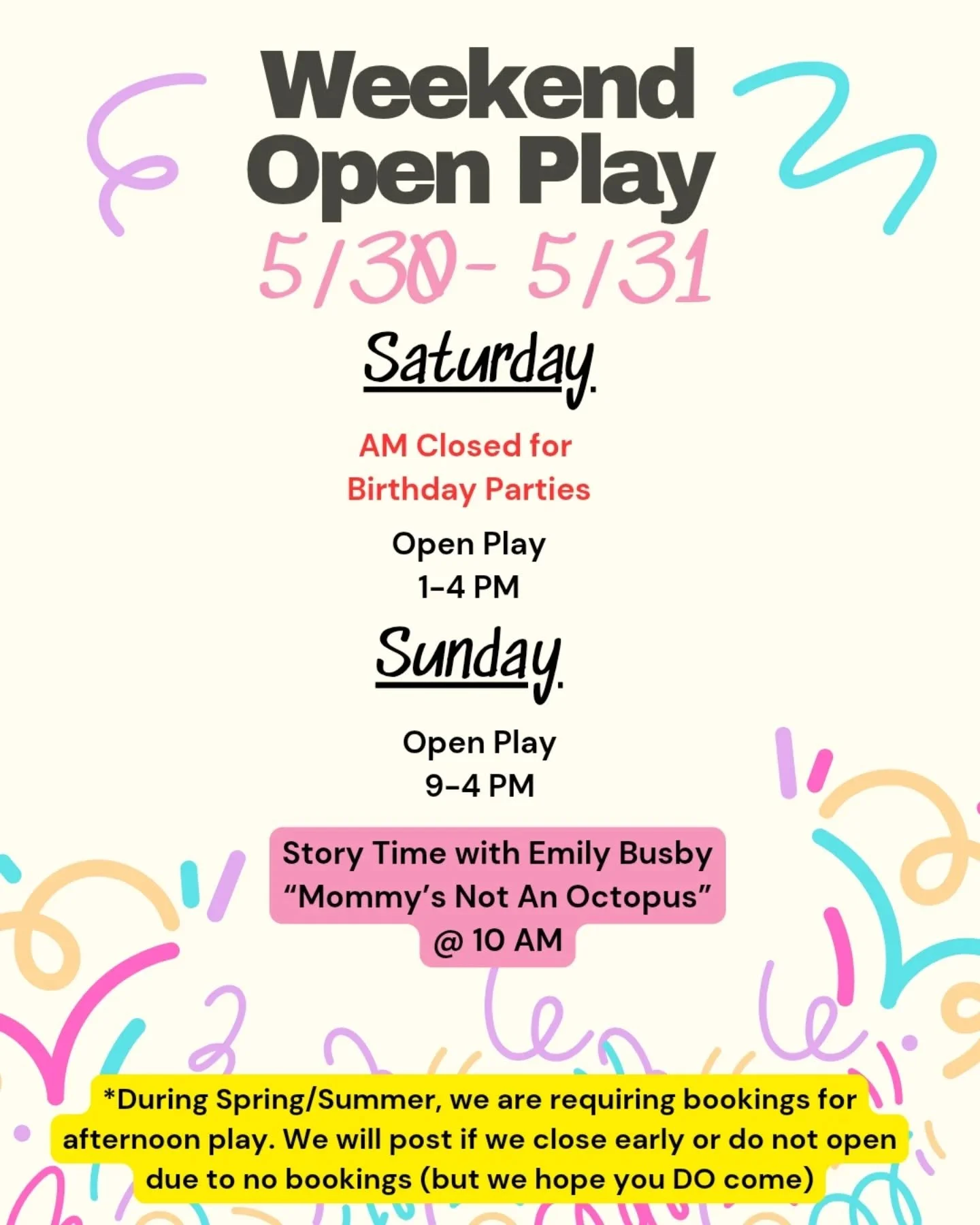 Come see us this weekend! Lots of Open Play AND a special guest on Sunday!