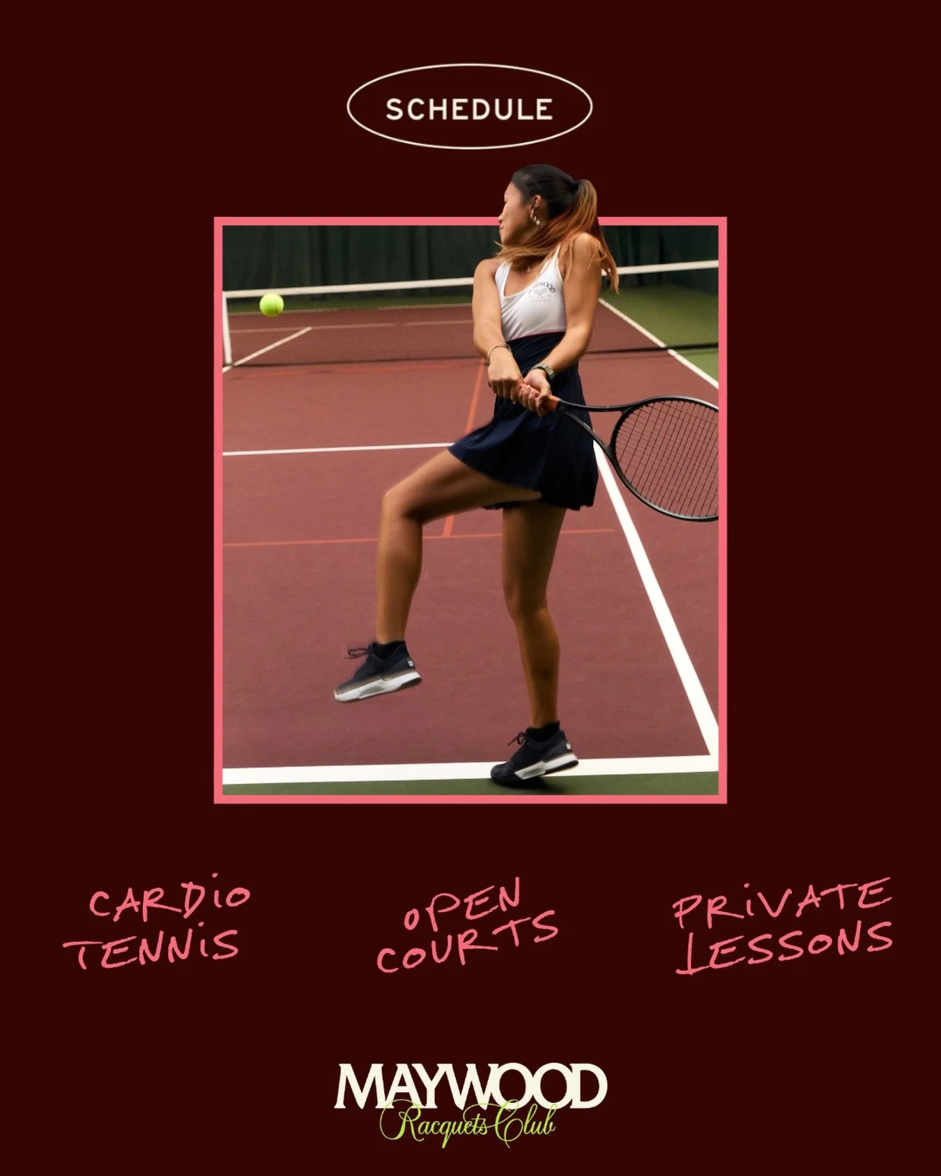 Whether you want group fitnesss or 1:1 lessons, we&rsquo;ve got you covered at Maywood. Head over to the new site and begin your tennis journey today.