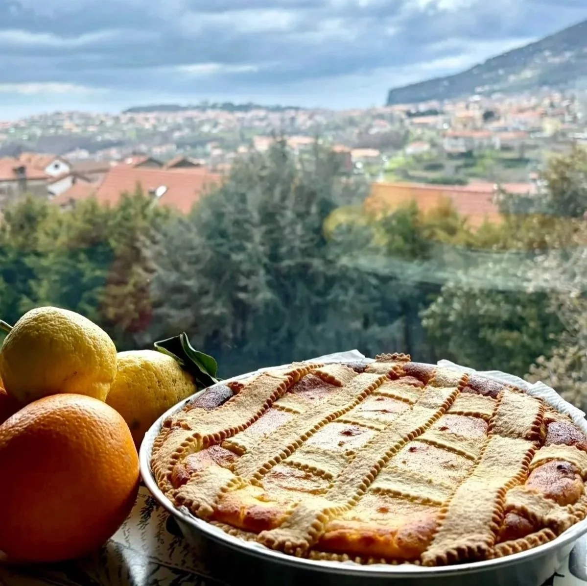 Pastiera Napoletana with a view of Agerola