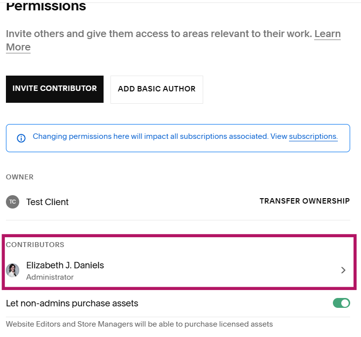 squarespace screenshot select contributor