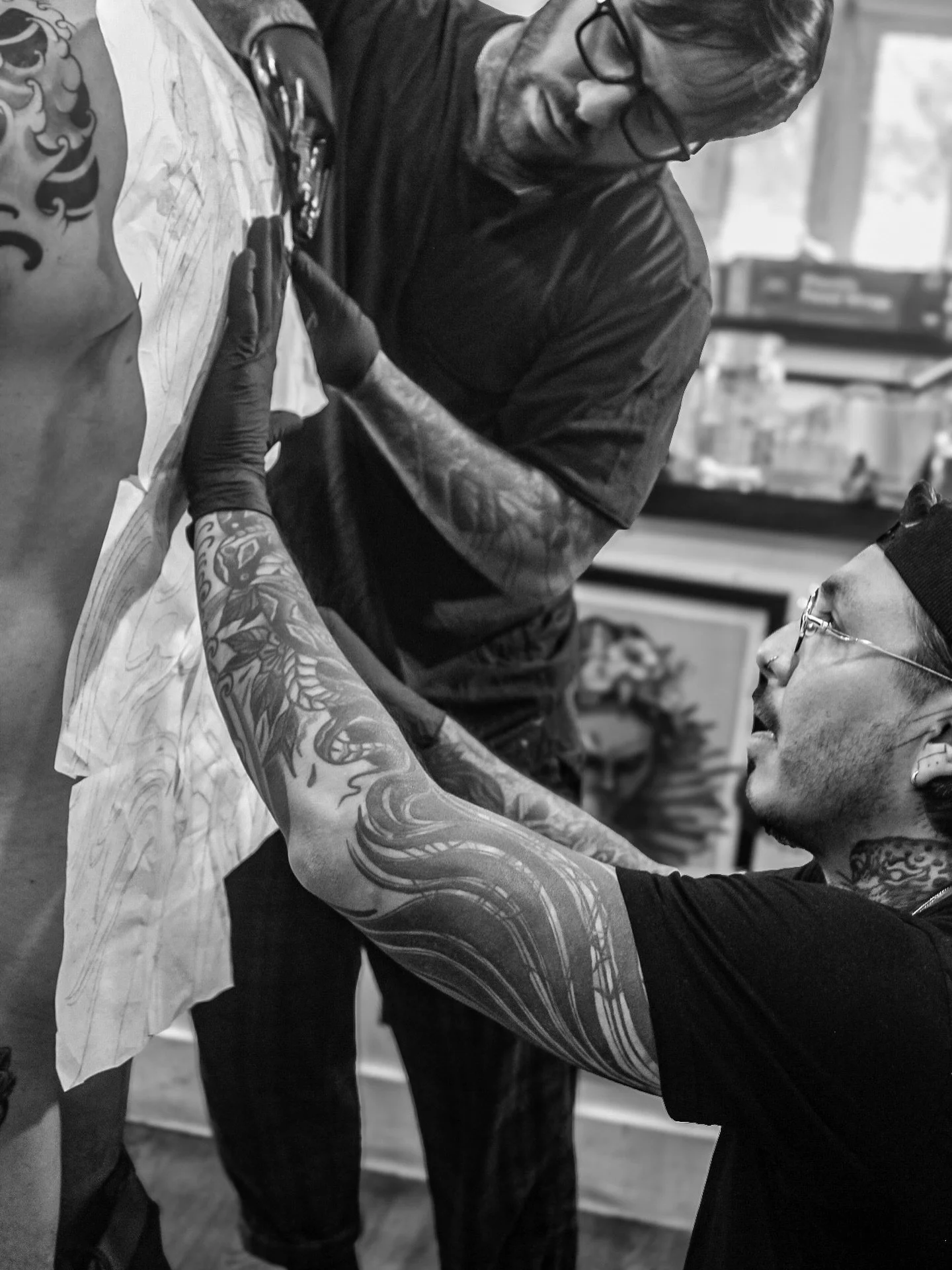 @alemantattooscuba_ X @el_ugo back piece collab on @feer.rms🔥🔥
