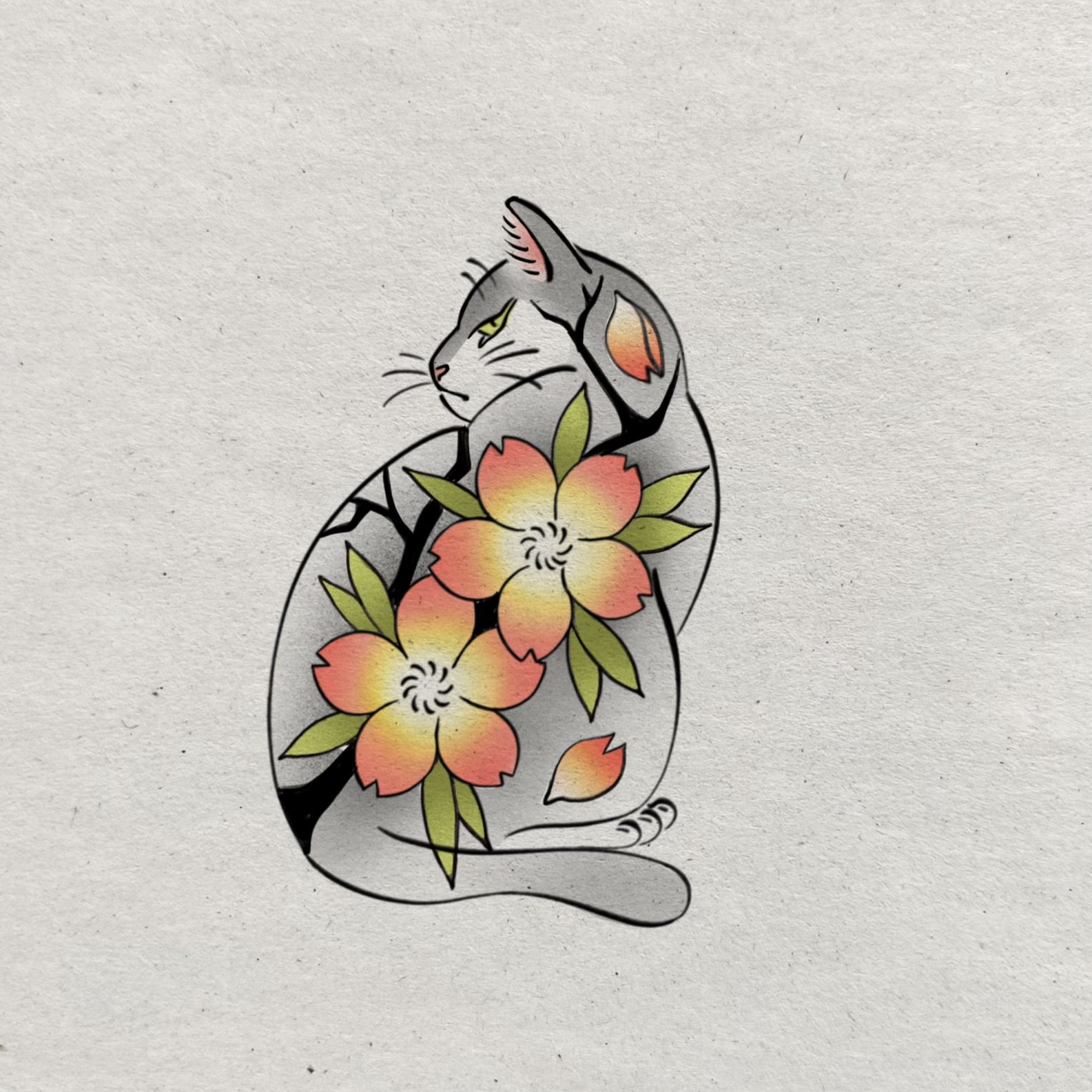 Cherry Blossom Cat