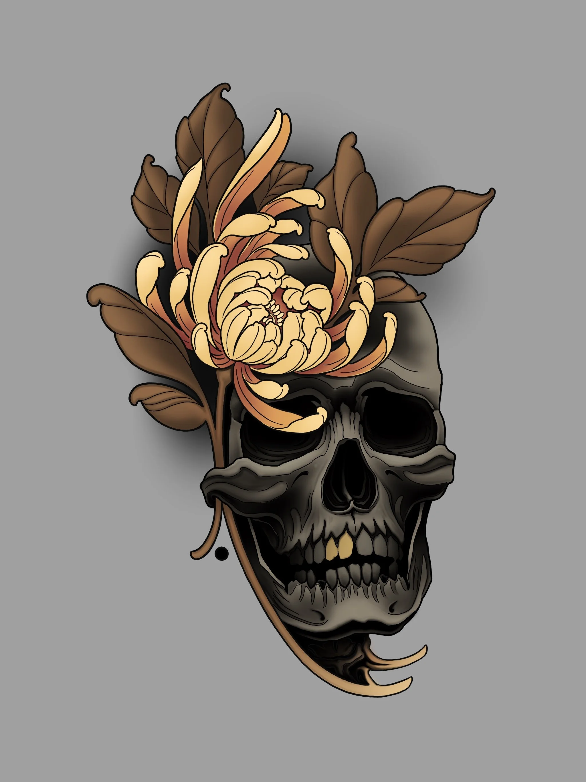 SkullandFlower_KennyB_GuruTattooFlash.jpeg
