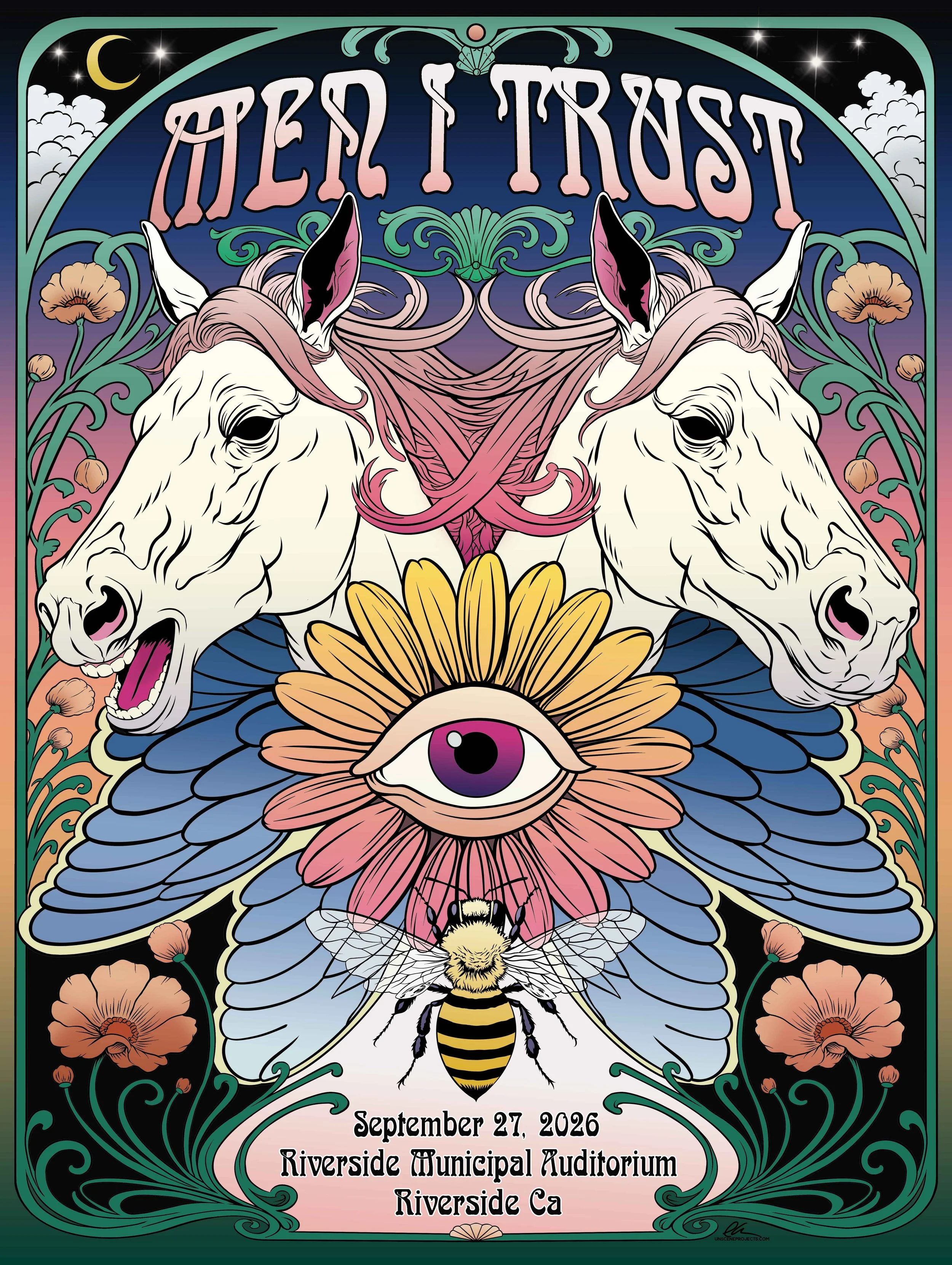 Men I Trust, Riverside Municipal Auditorium, Riverside, CA, 9/27/26
 18"x 24"
