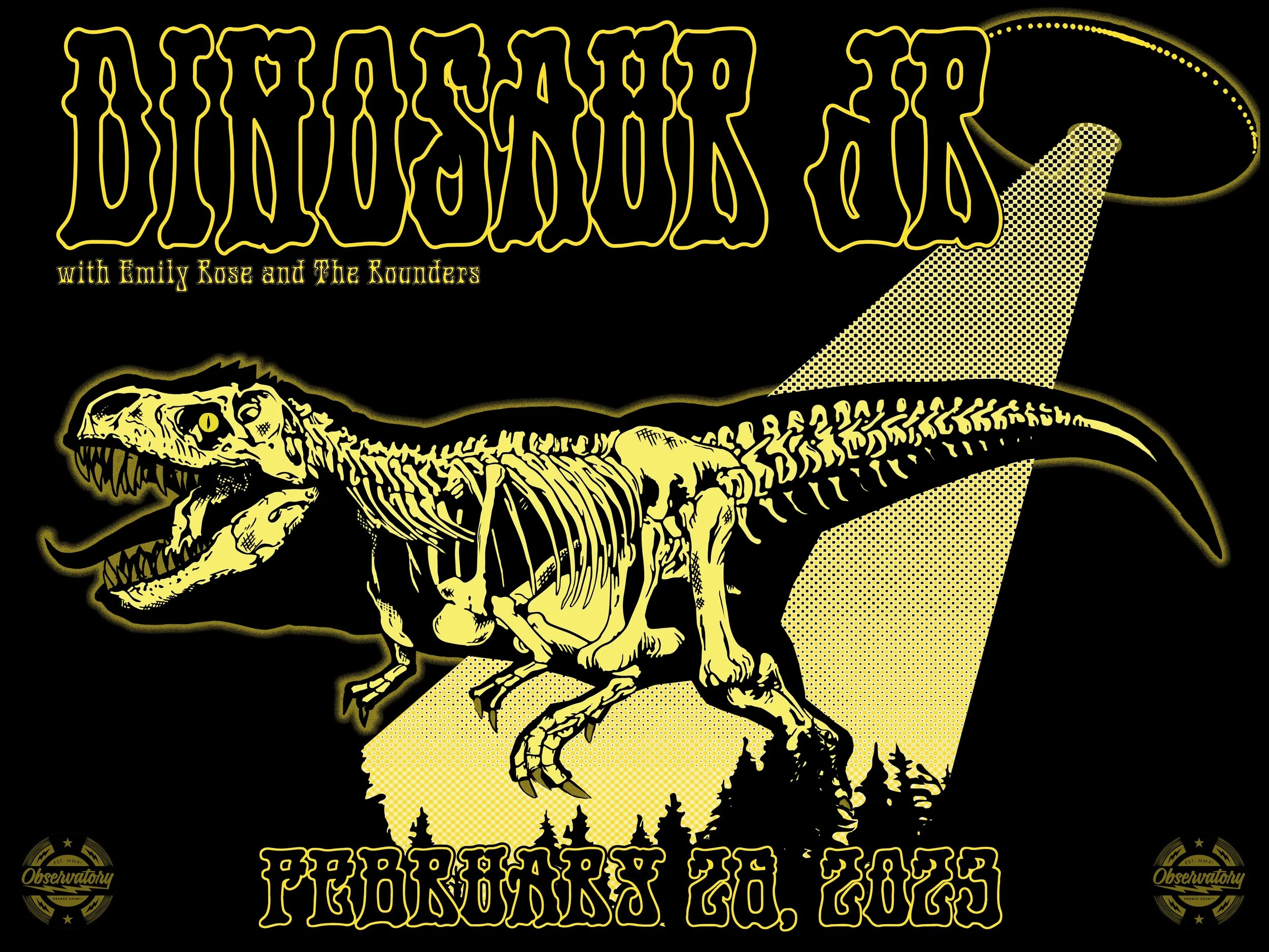 Dinosaur Jr with Emily Rose and The Rounders, The Observatory OC, Santa Ana, CA 2/26/23,  24" x 18" (Lights Off)
-Screen Printed With Glow In The Dark Ink