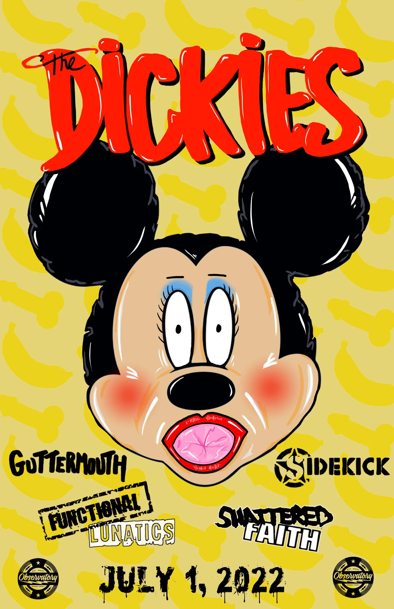 The Dickies with Guttermouth, Sidekick, Functional Lunatics & Shattered Faith, The Observatory OC, Santa Ana, CA  7/1/22,
 11" x 17"