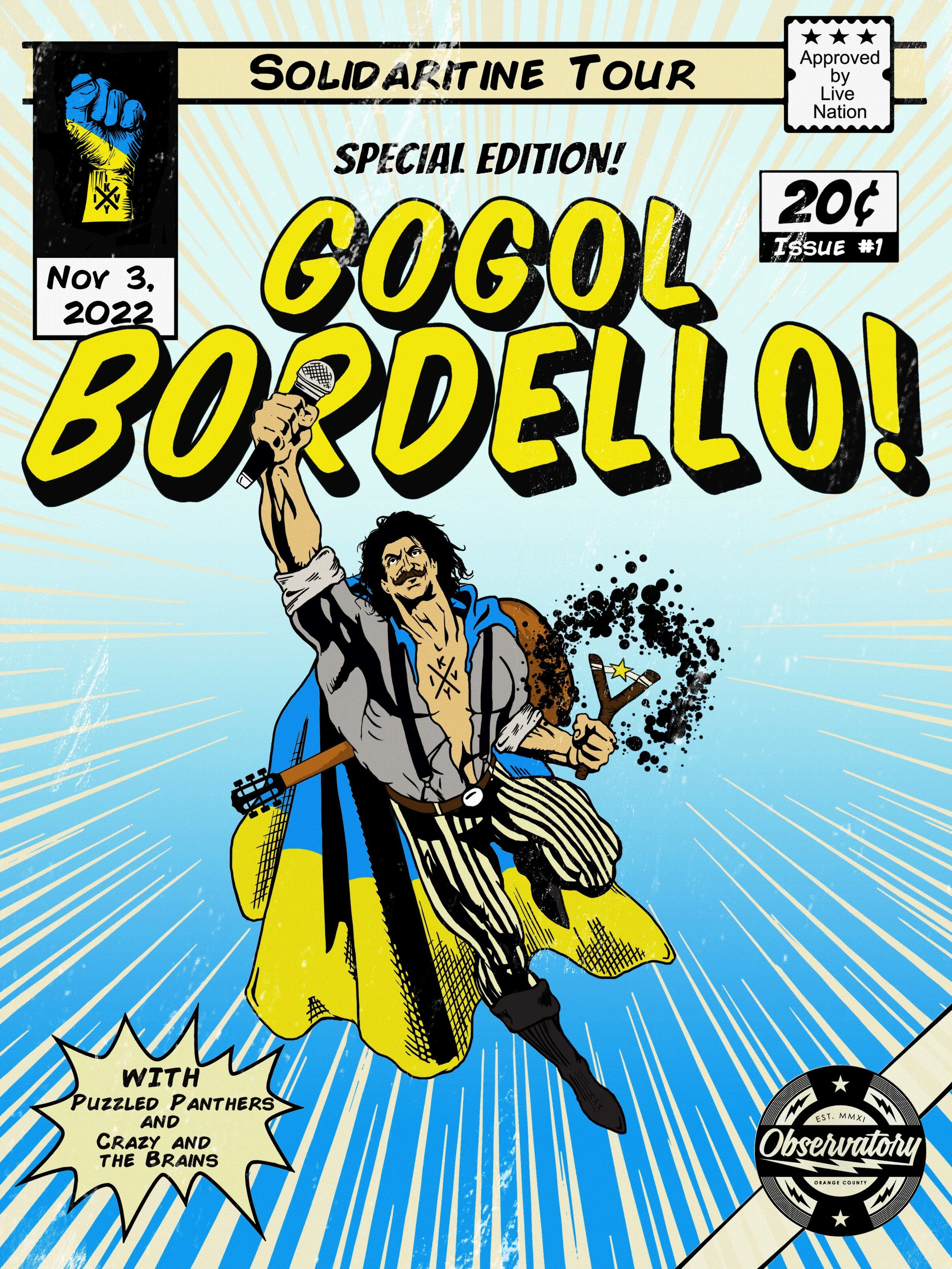 Gogol Bordello with Puzzled Panthers & Crazy and the Brains, The Observatory OC, Santa Ana, CA  11/3/22,
  18" x 24"