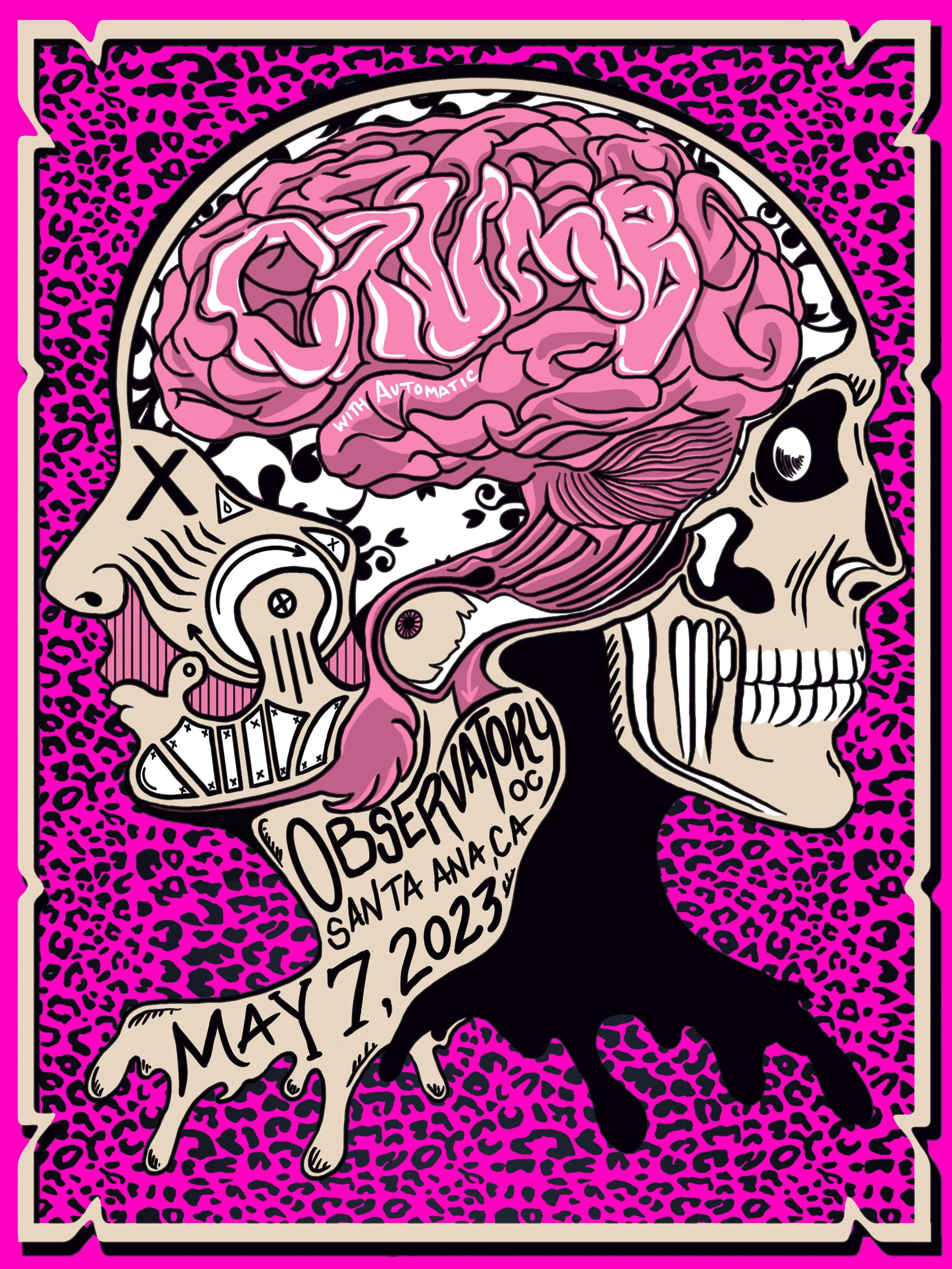 Crumb with Automatic, The Observatory OC, Santa Ana, CA  5/7/23,  18"x24"
-Pink Variant