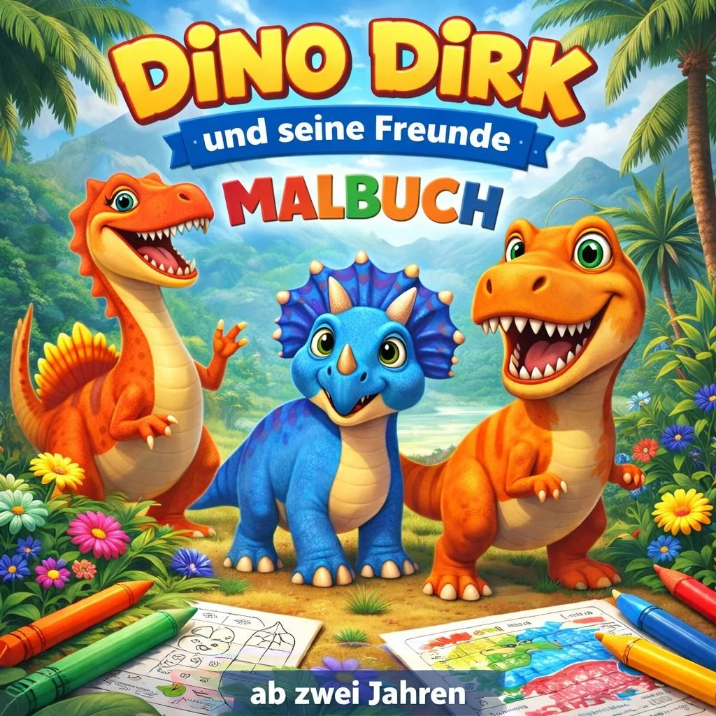 Dino Dirk Zahlen lernen Malbuch für Kinder ab 2 Jahren