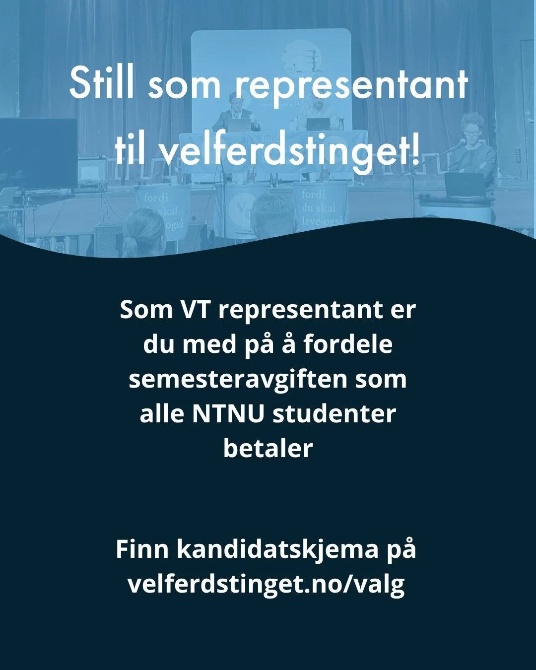 Utenom studentvalget er det og mulig &aring; stille som representant i velferdstinget.
Ved &aring; sitte der f&aring;r du v&aelig;re med p&aring; &aring; fordele semesteravgiften og kan s&oslash;rge for at Gj&oslash;vik skal f&aring; sitt av potten💰