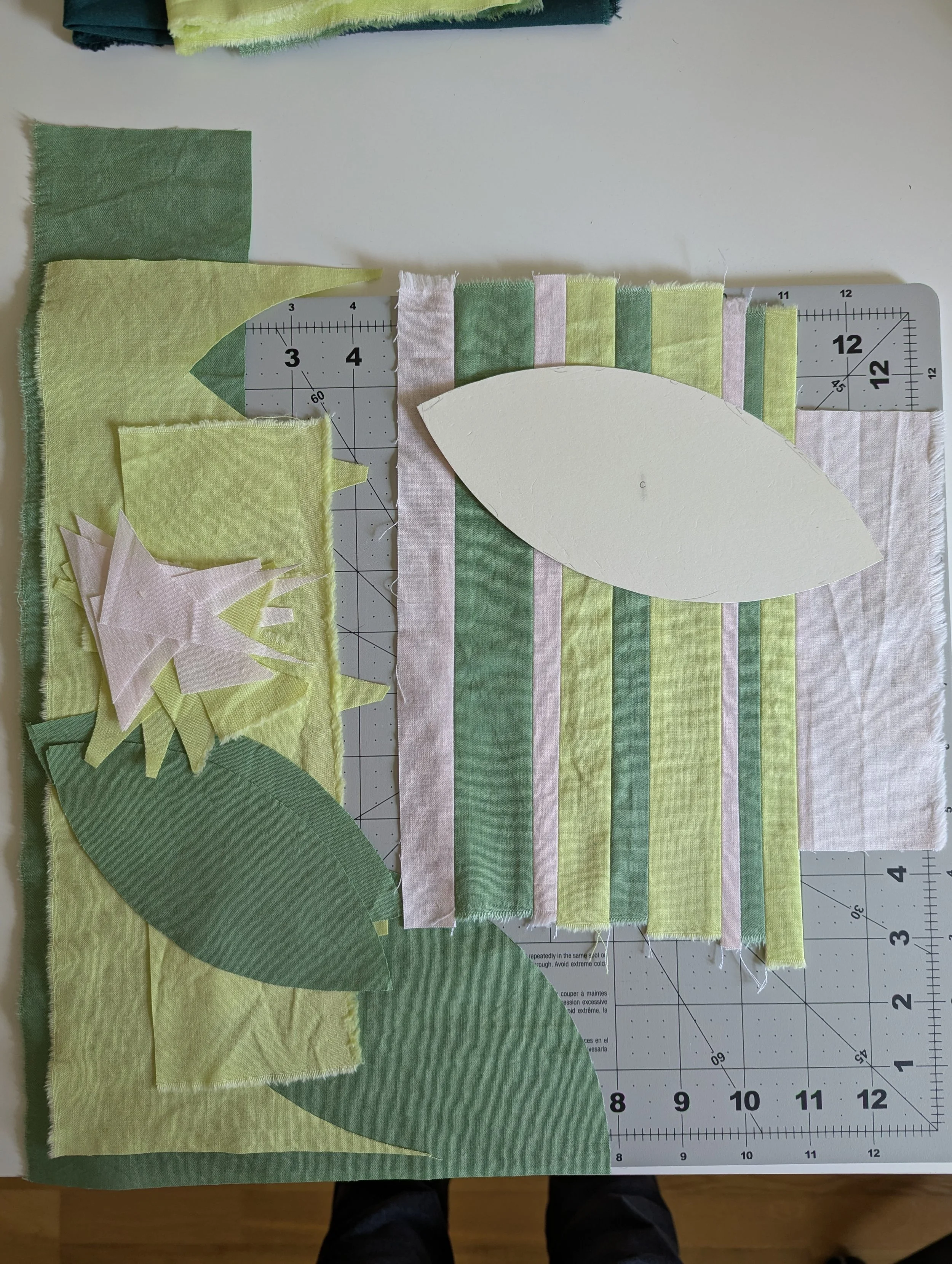 Improv piecing for orange peels using stripes