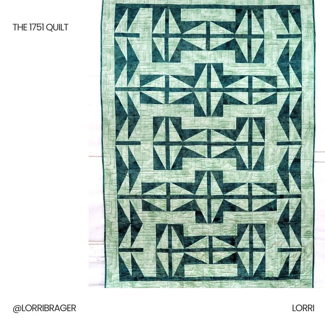 Please enjoy this Throw size version of The 1751 Quilt from Lorri @lorribrager ! This quilt screams summer time to me 🌞 Lorri has chosen fabrics that add so much interesting movement to the quilt, and remind me of pretty ripples in a pool on a sunny