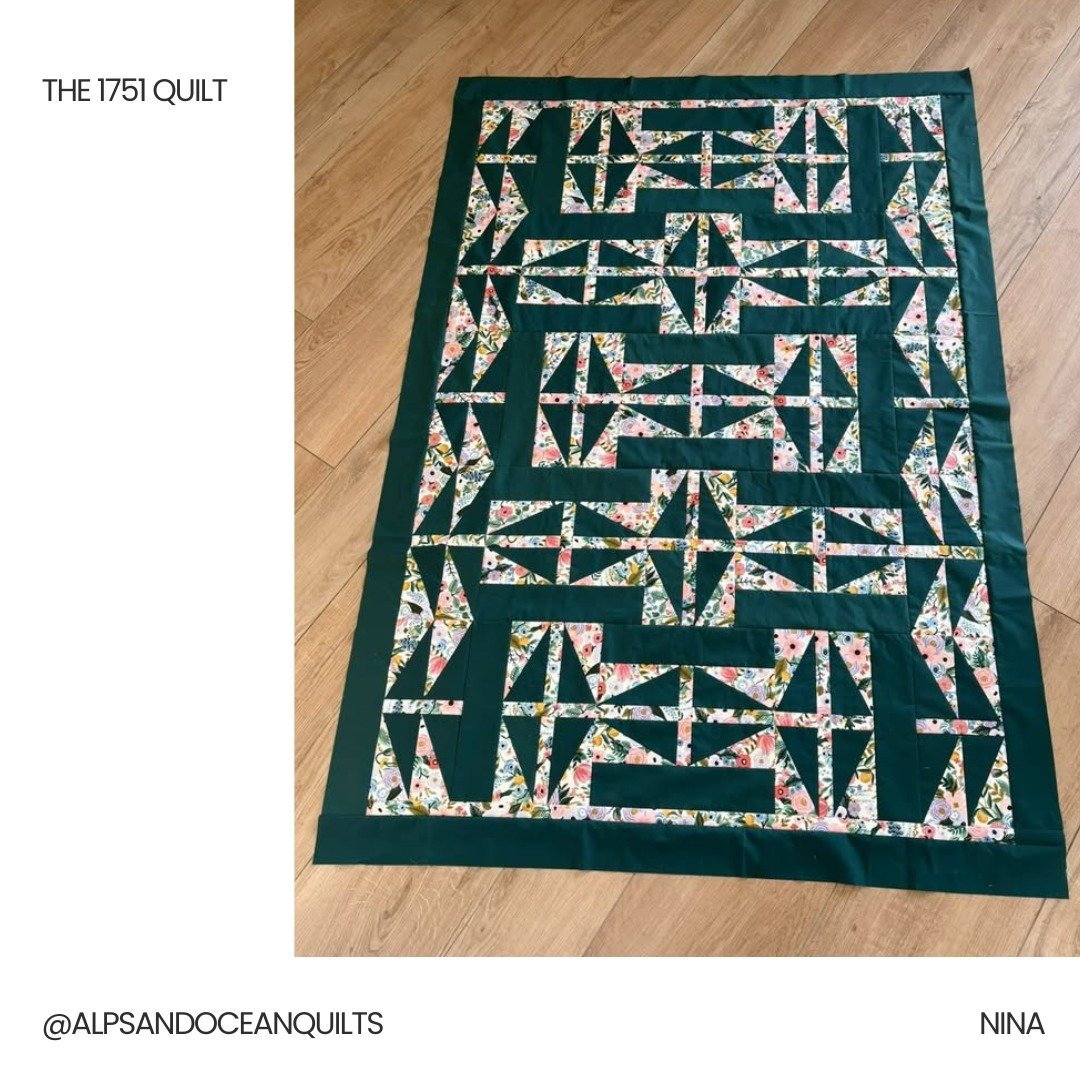 I&rsquo;m pleased to show off another Throw sized version of The 1751 Quilt, this one from Nina @alpsandoceanquilts ! I have been so lucky to have Nina as a tester from my very first pattern. She brings thoughtful feedback and amazing color sense to 