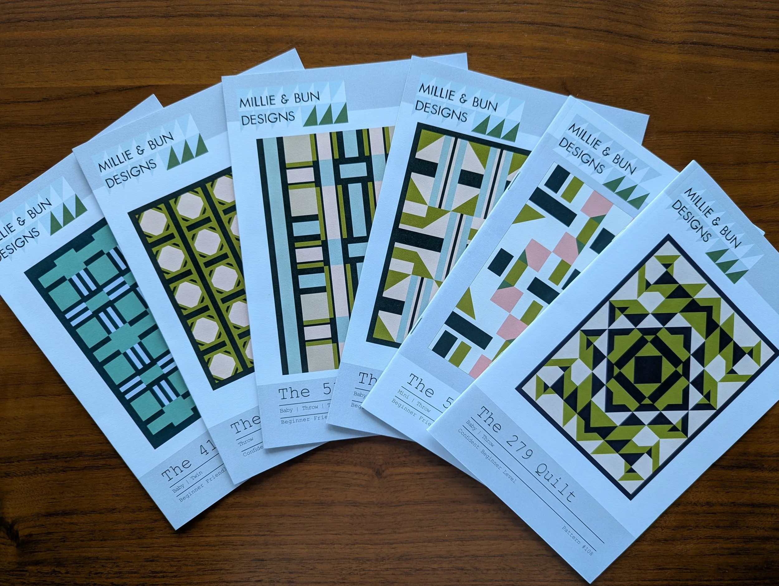 Millie & Bun Designs selection of printed quilt patterns available for wholesale