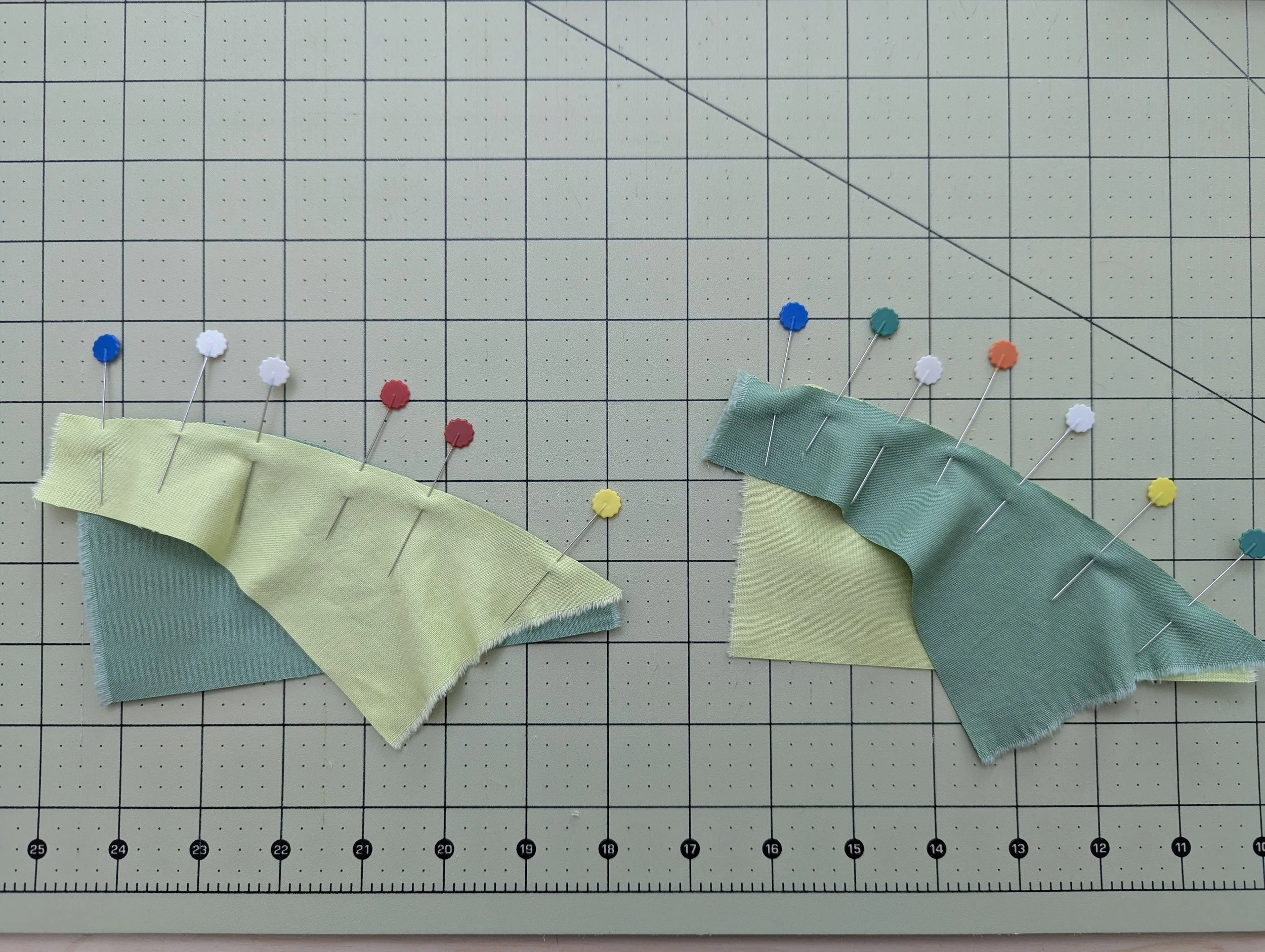 Fabric pinned and ready to sew