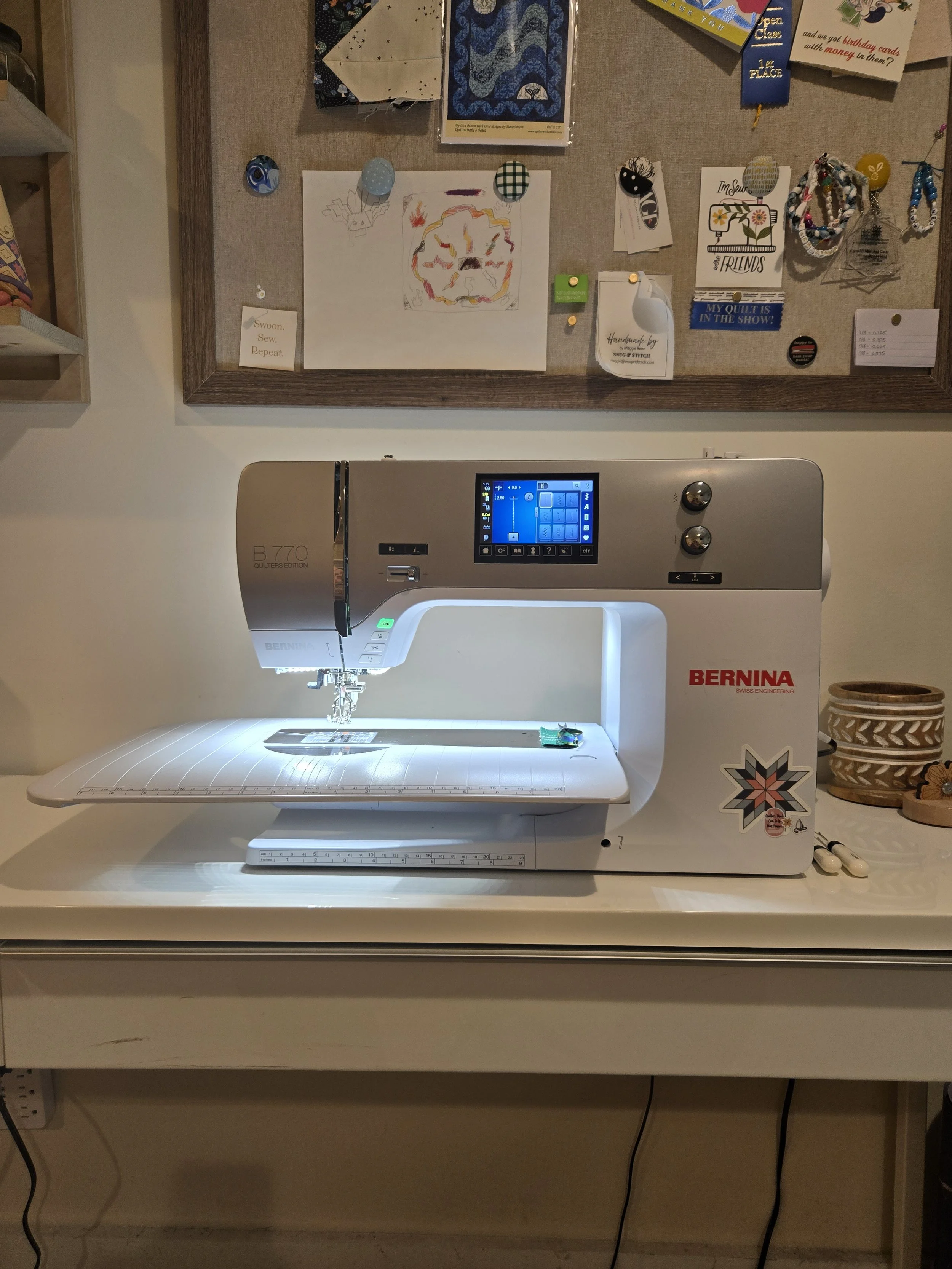 Bernina sewing machine in Snug & Stitch's sewing space