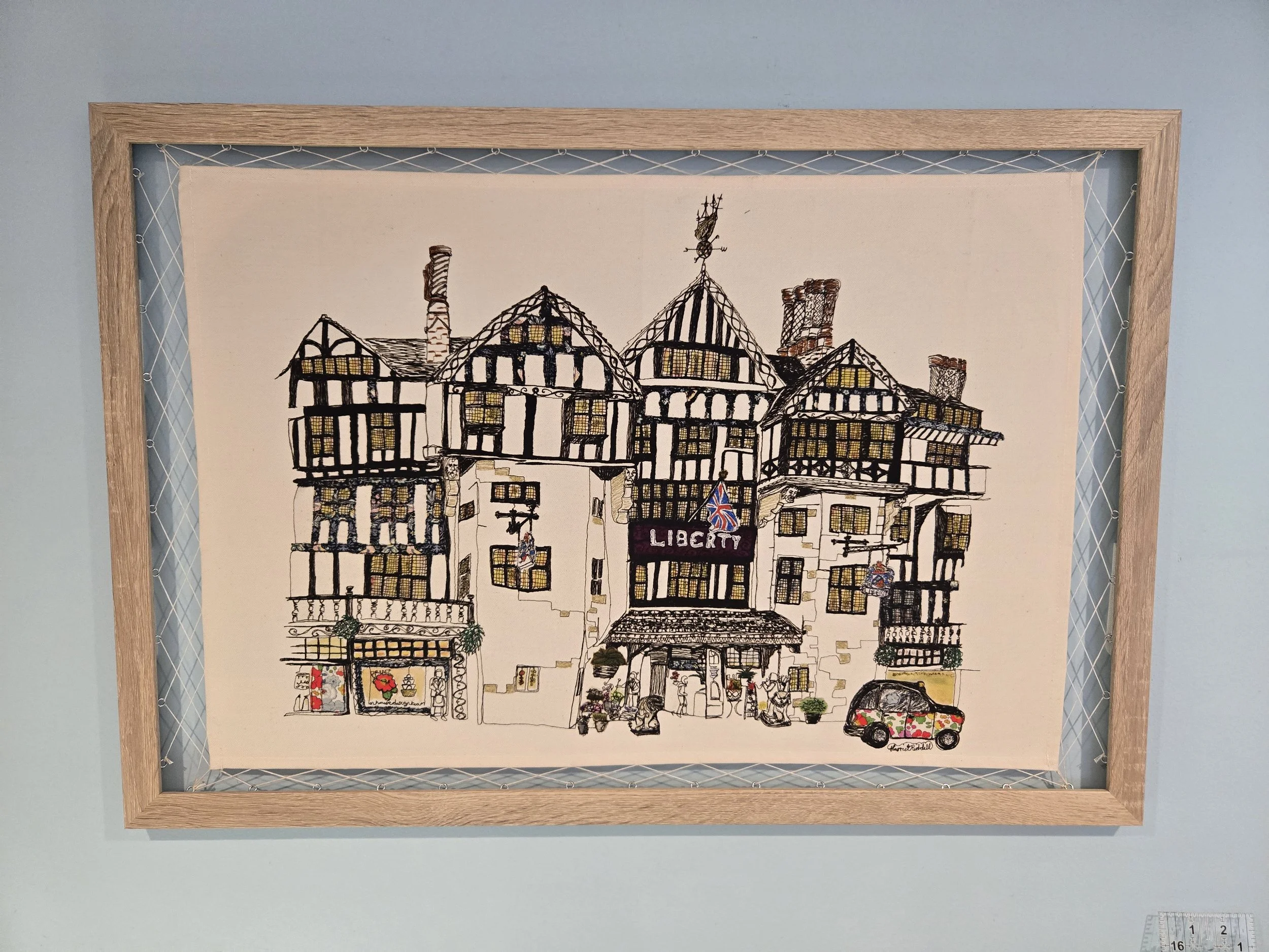 Liberty of London print in the sewing space of Maggie of Snug & Stitch