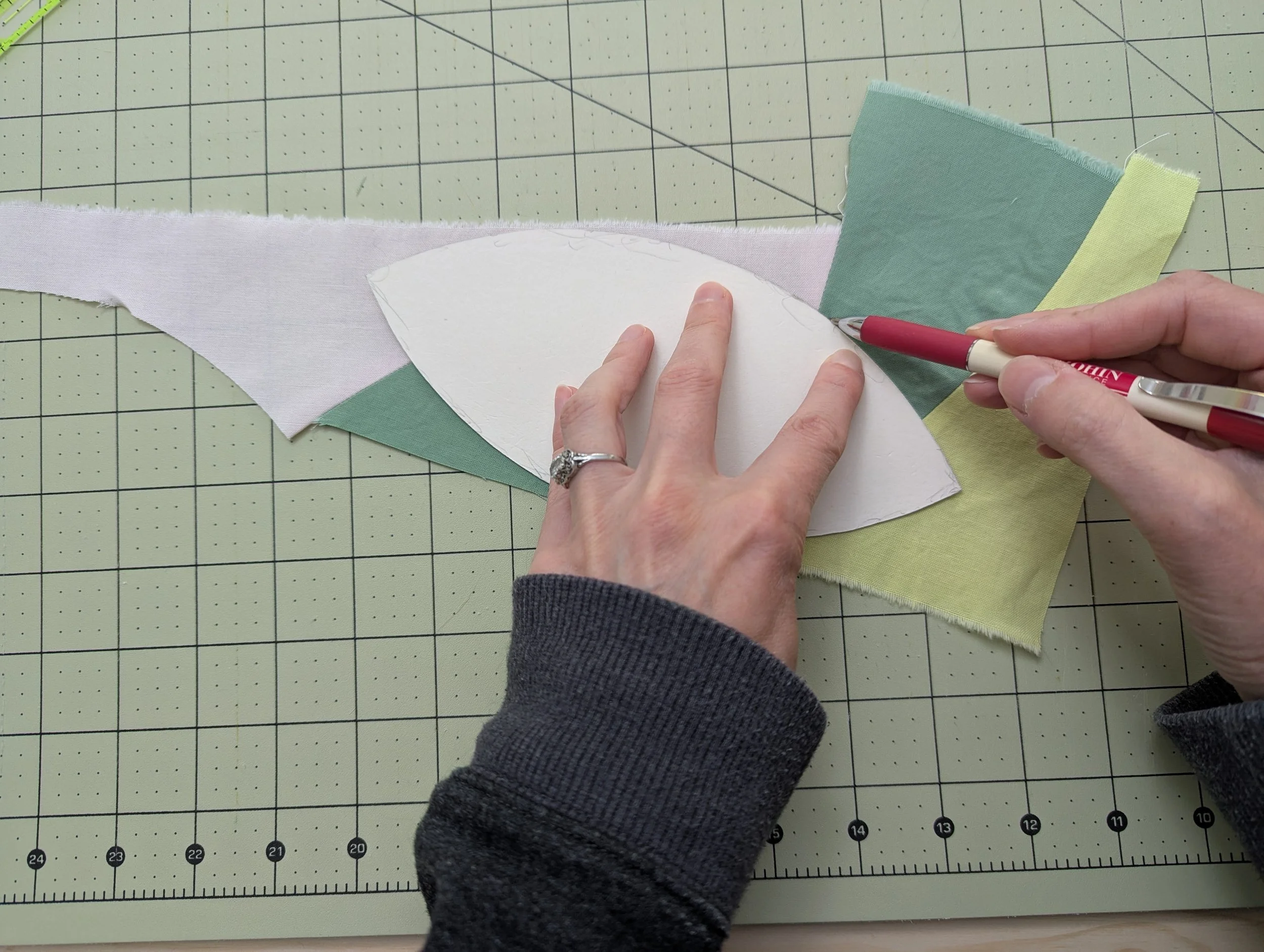 Tracing my shape to cut out my peel