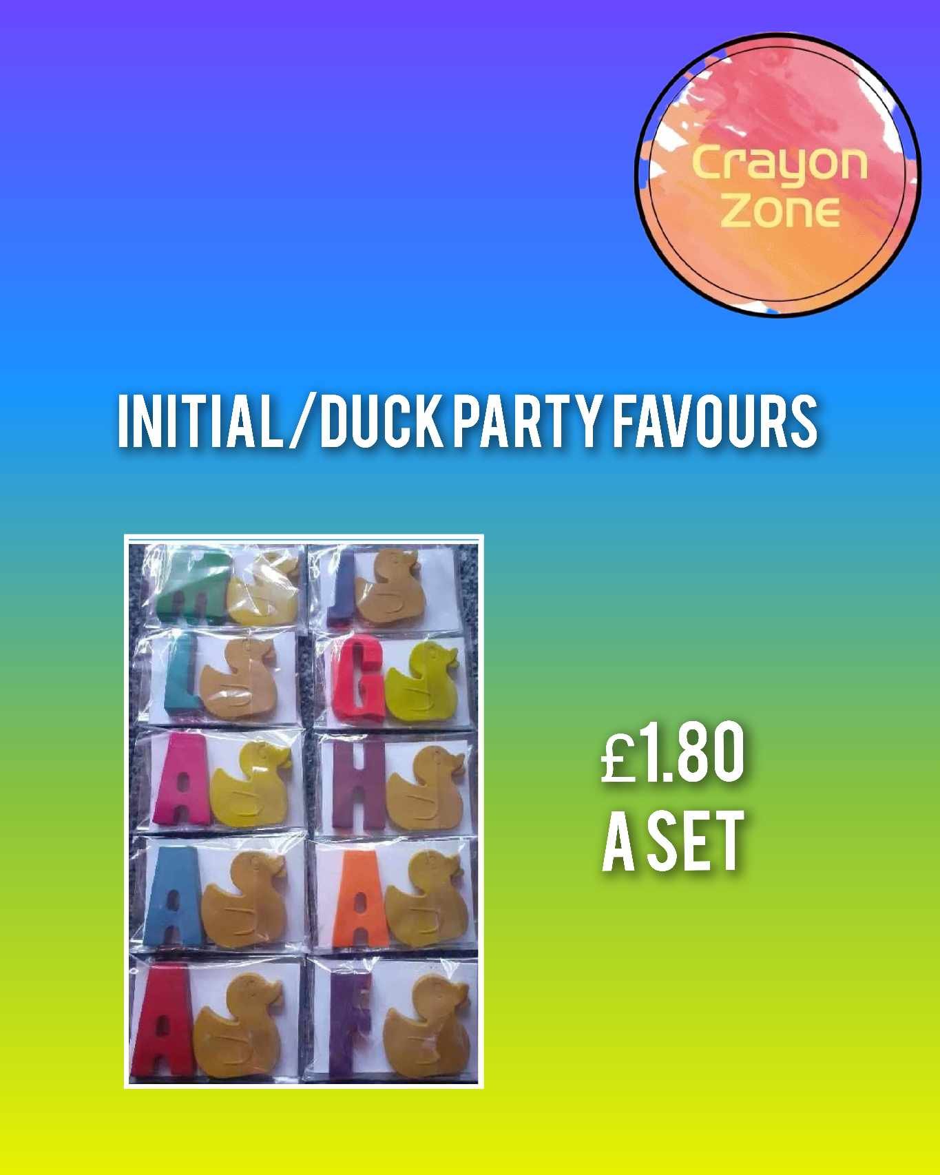 Initial shaped crayons with ducks