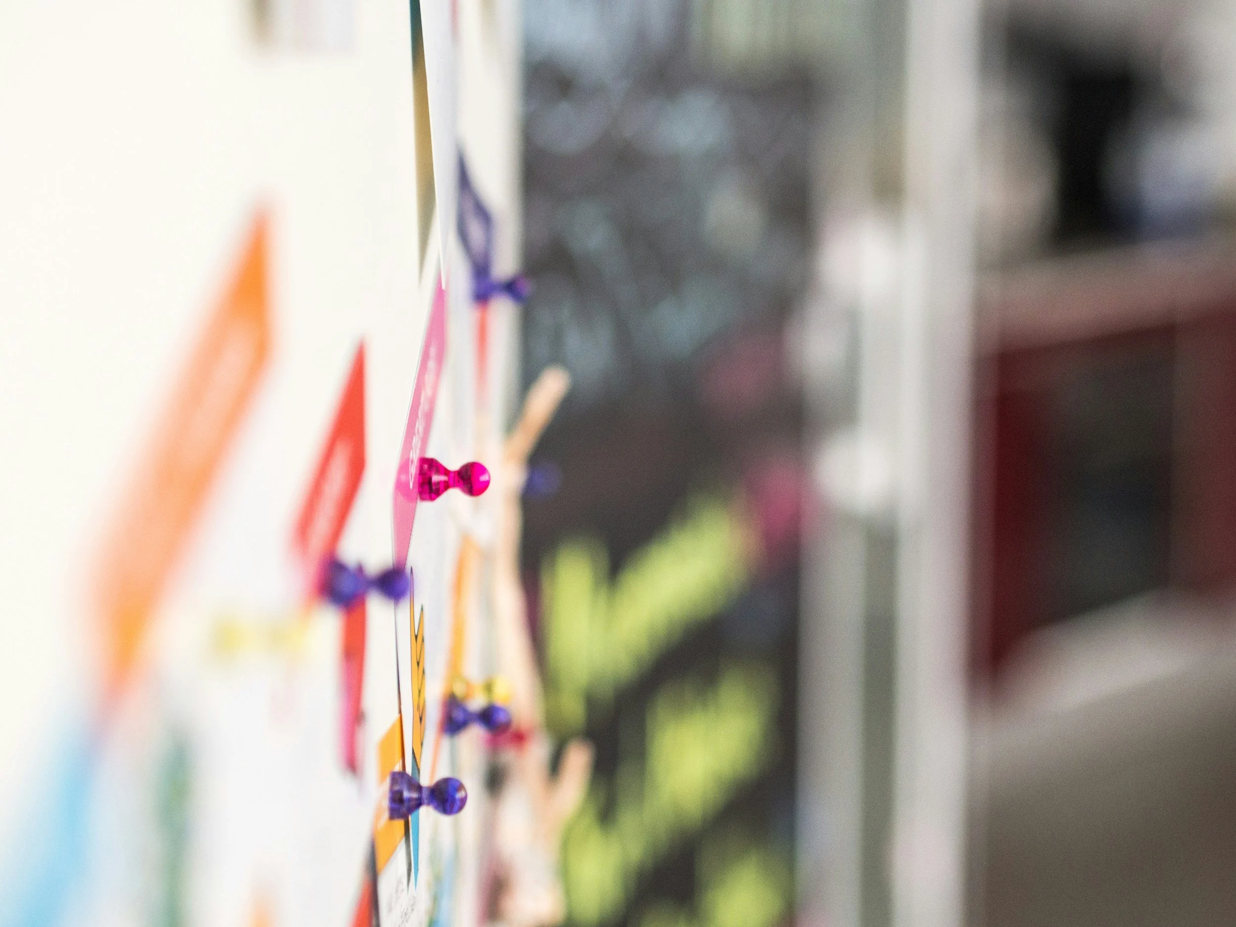 Pins on a whiteboard