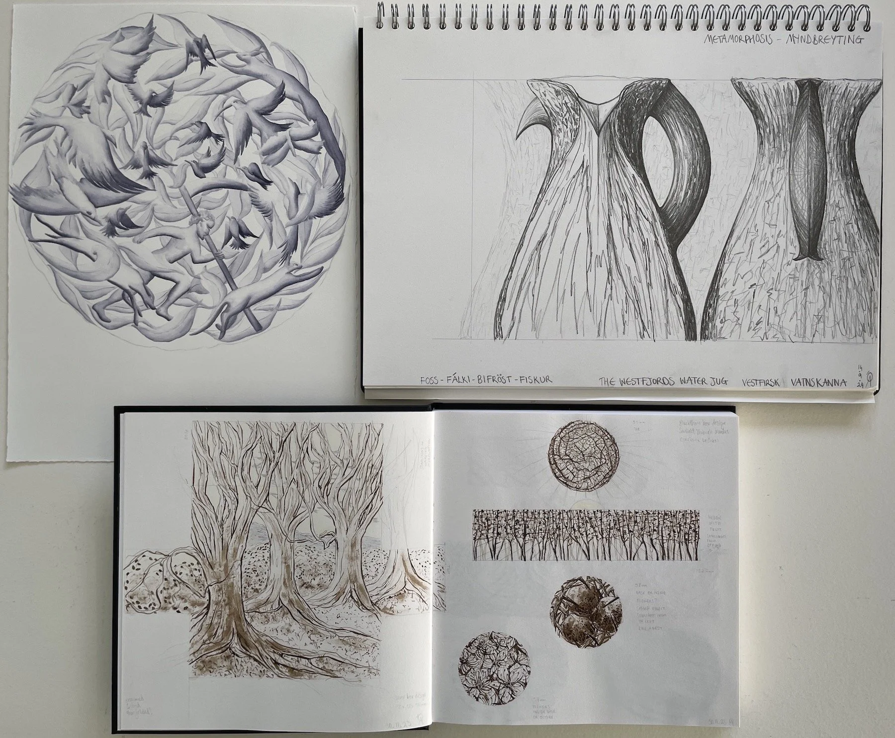 1. OLAFSSON, ANNA. Designs for silver bowls, boxes and water jug.JPG
